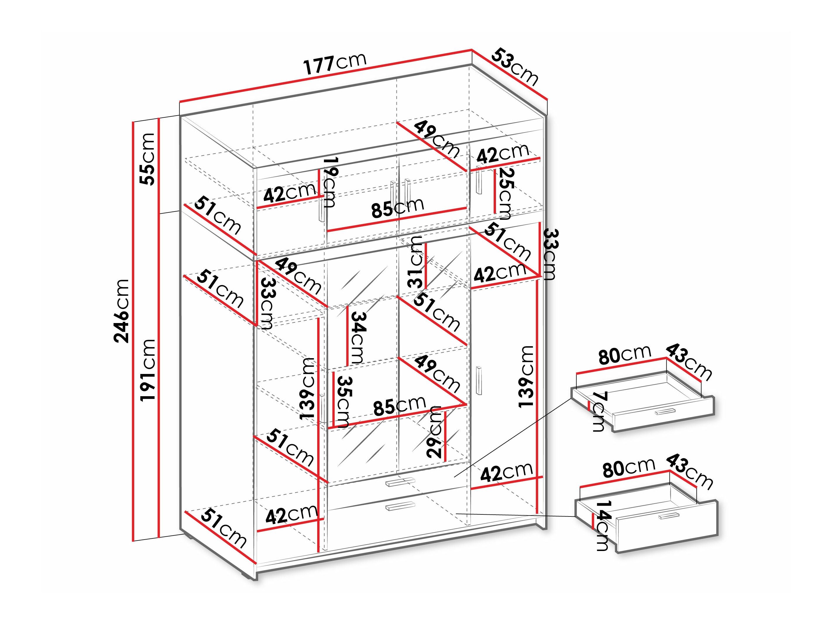 Kledingkast Novduni 109 (Wit)