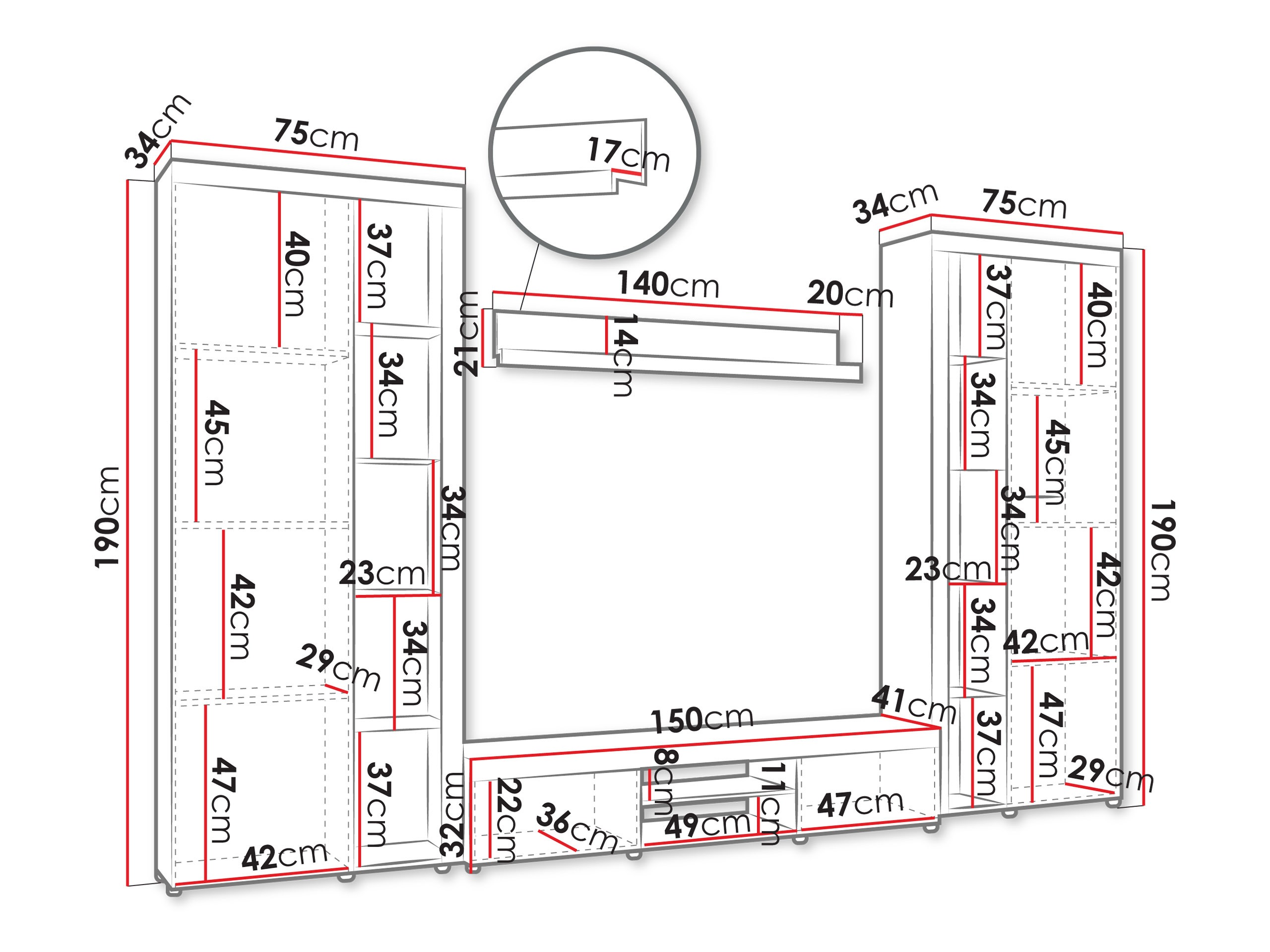 Woonkamerset Tucson 107 (Wit)