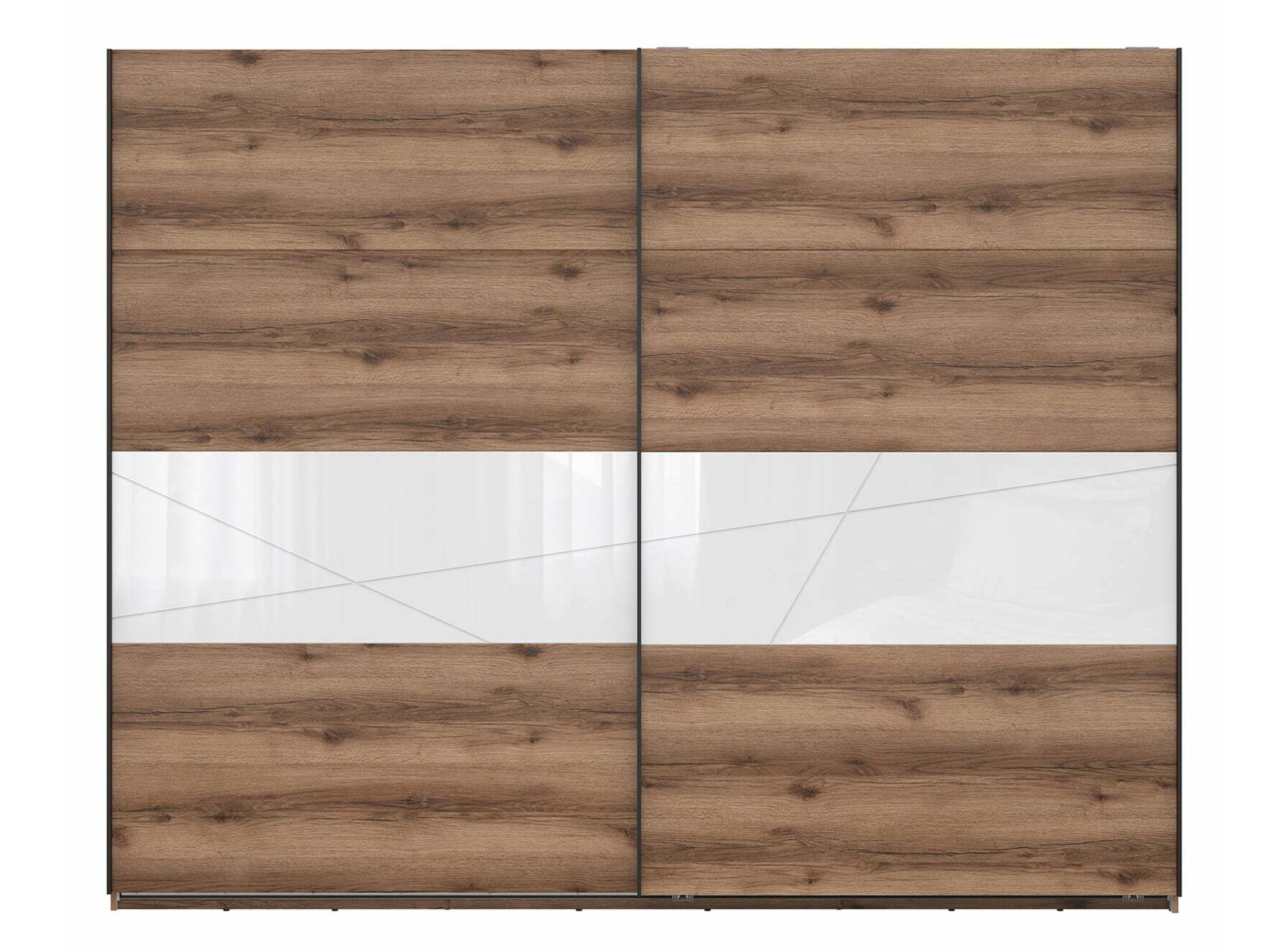 Kledingkast Fivale 124 (Donker delano-eik + Glanzend wit)