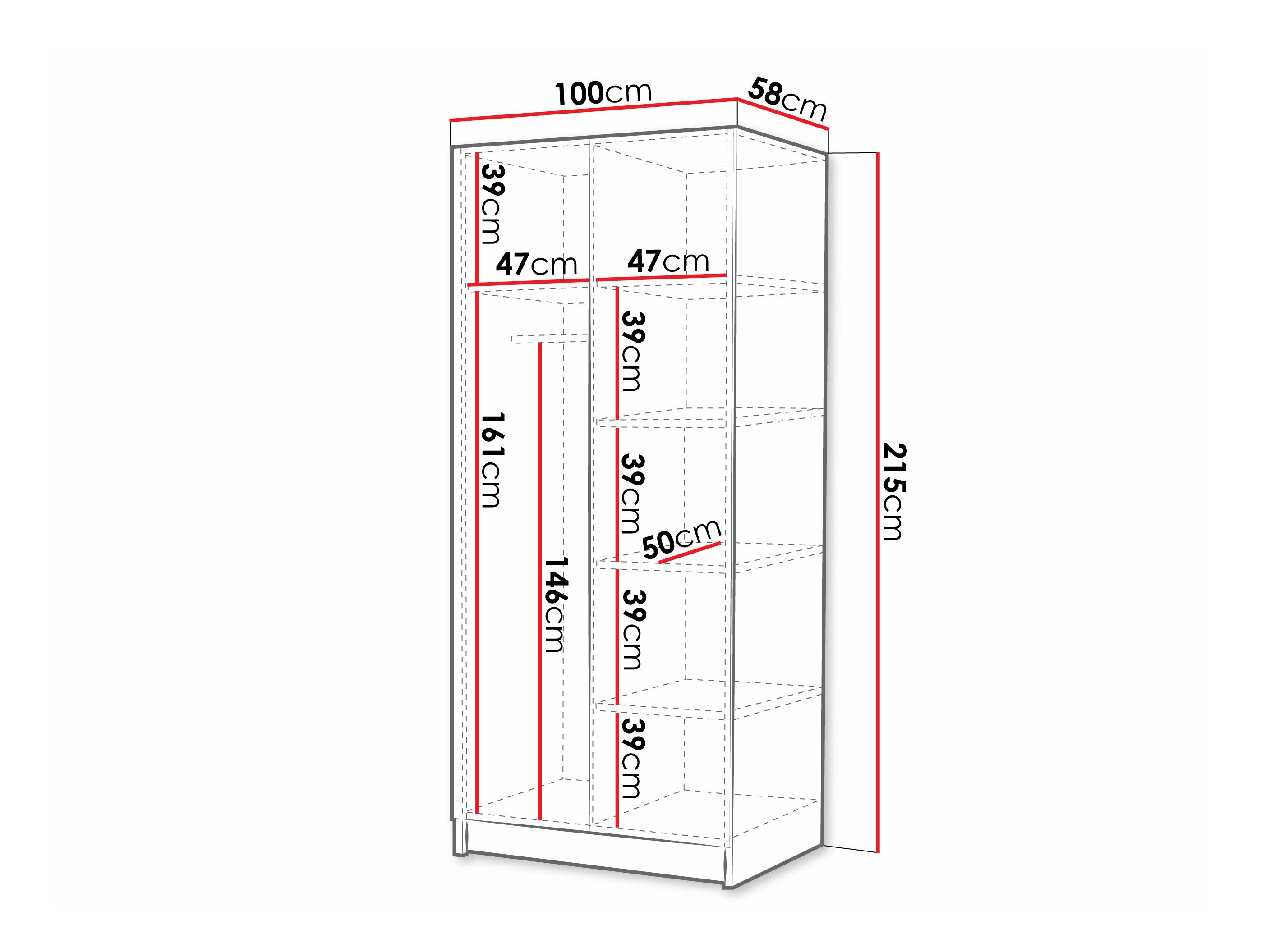 Kledingkast Closico 194 (Wit + Zwart)