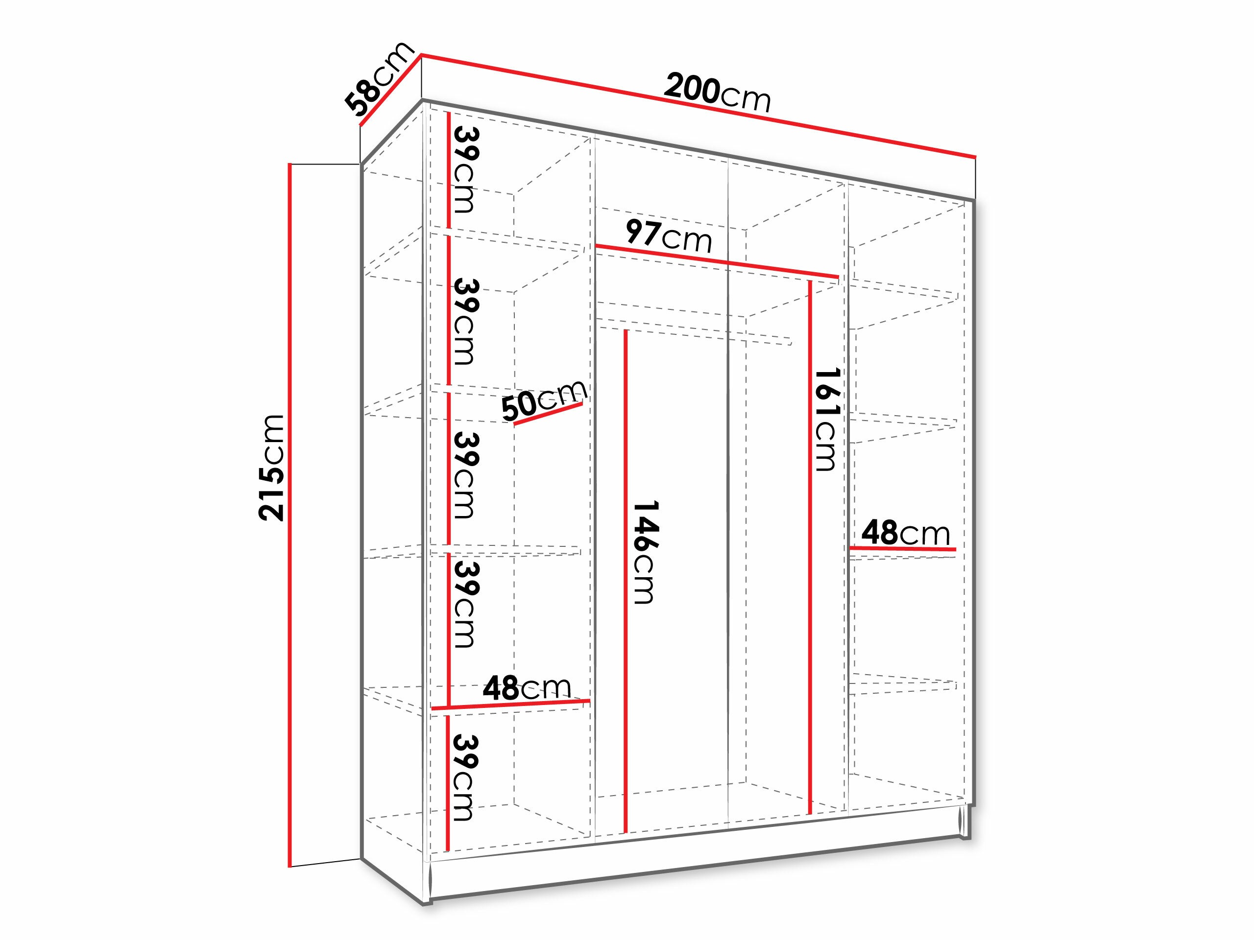 Kledingkast Closico 191 (Kasjmier + Zwart)