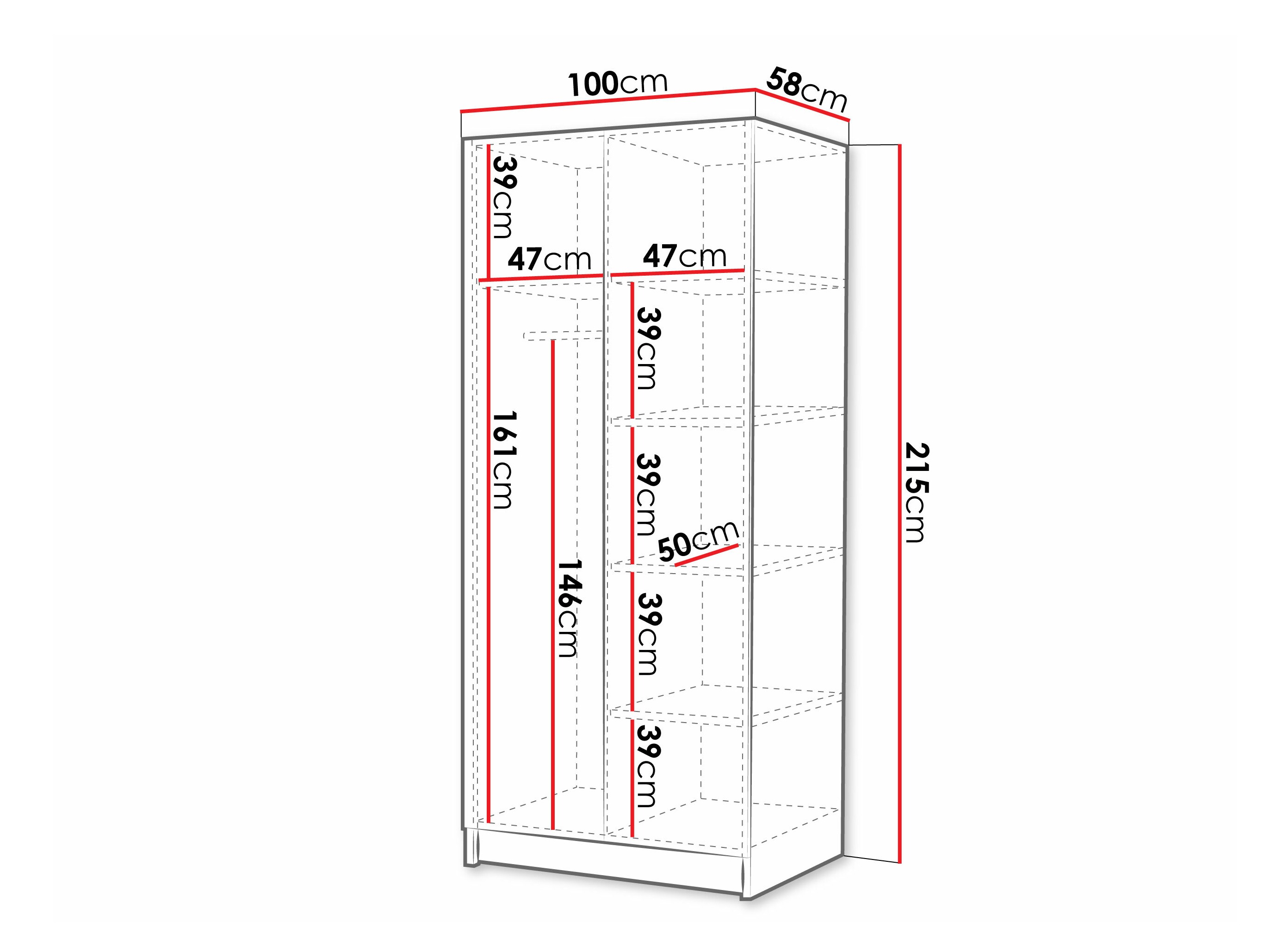 Kledingkast Closico 193 (Wit + Zwart)