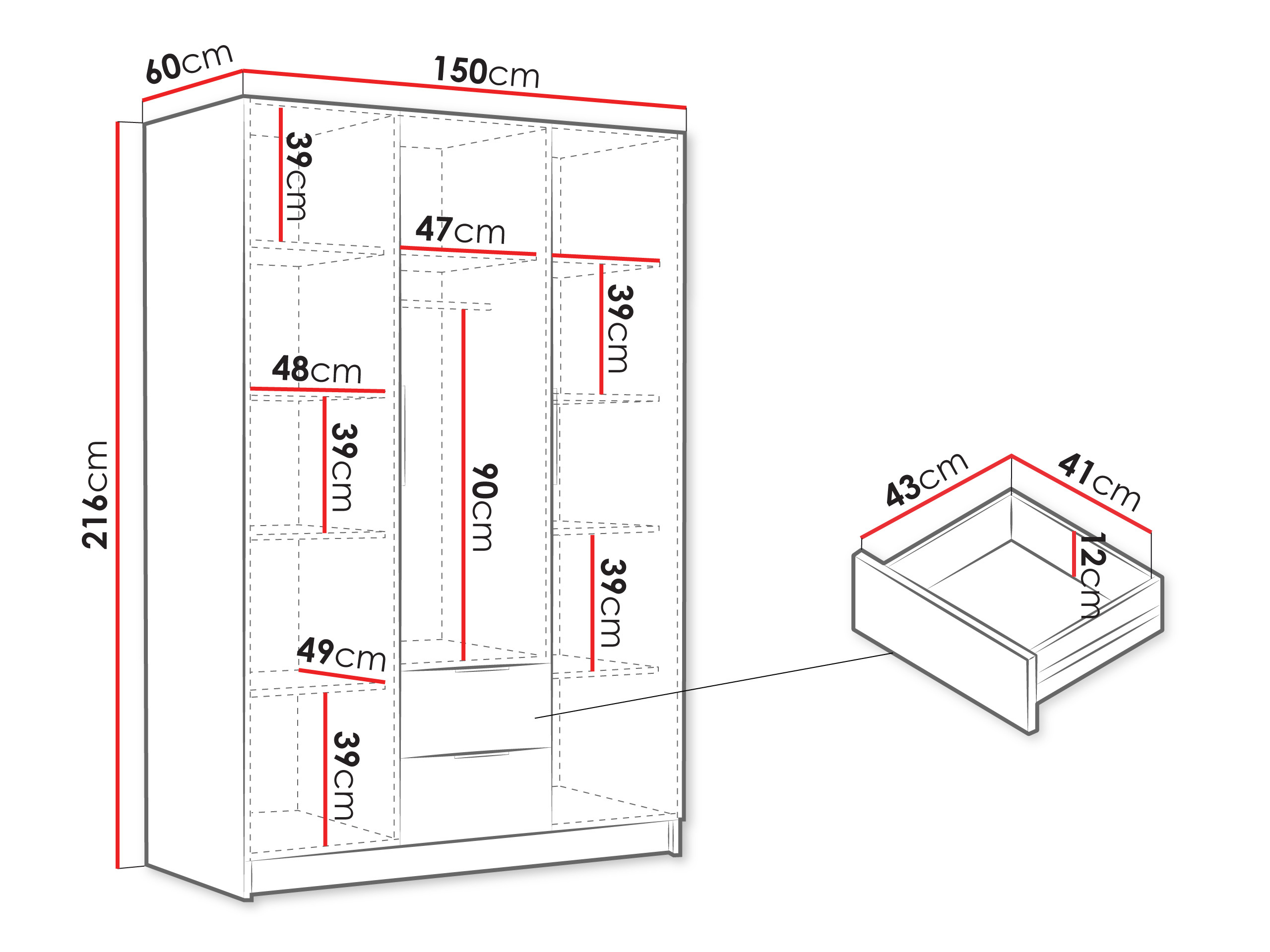 Kledingkast Closico Calvron I (Zwart)