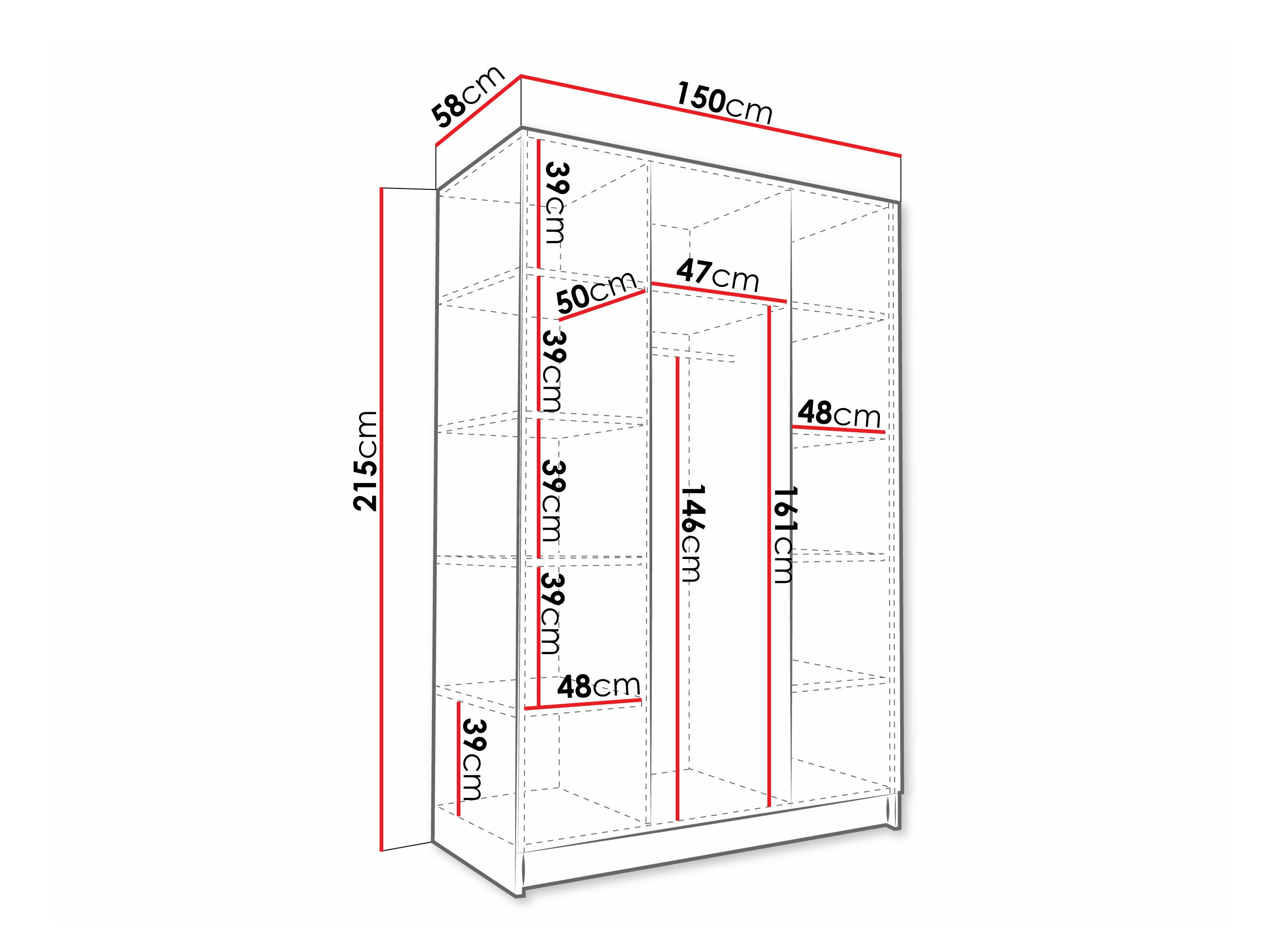 Kledingkast Closico Decoron III (Wit + Zwart)