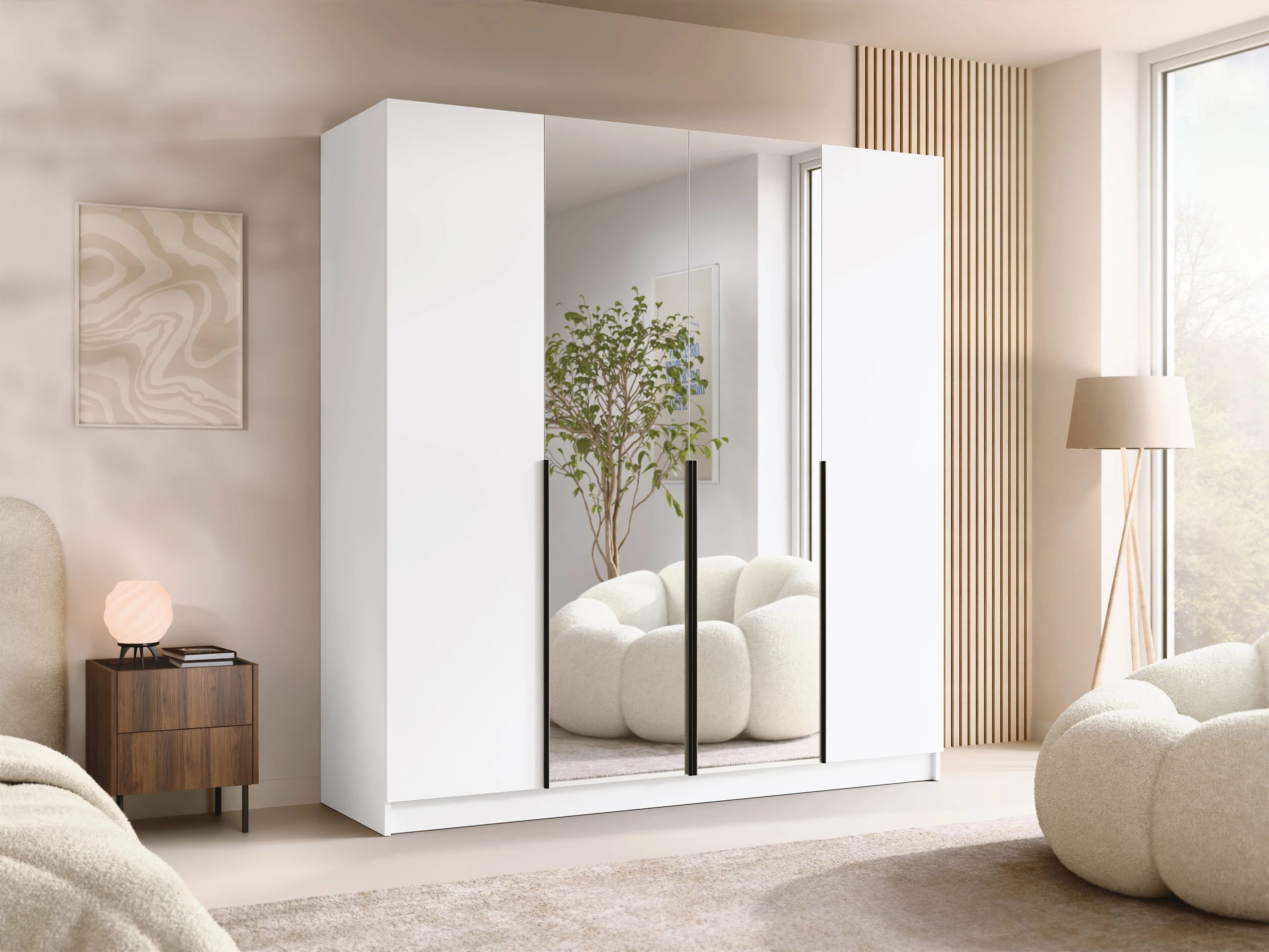 Kledingkast Closico Navor II (Wit + Zwart)