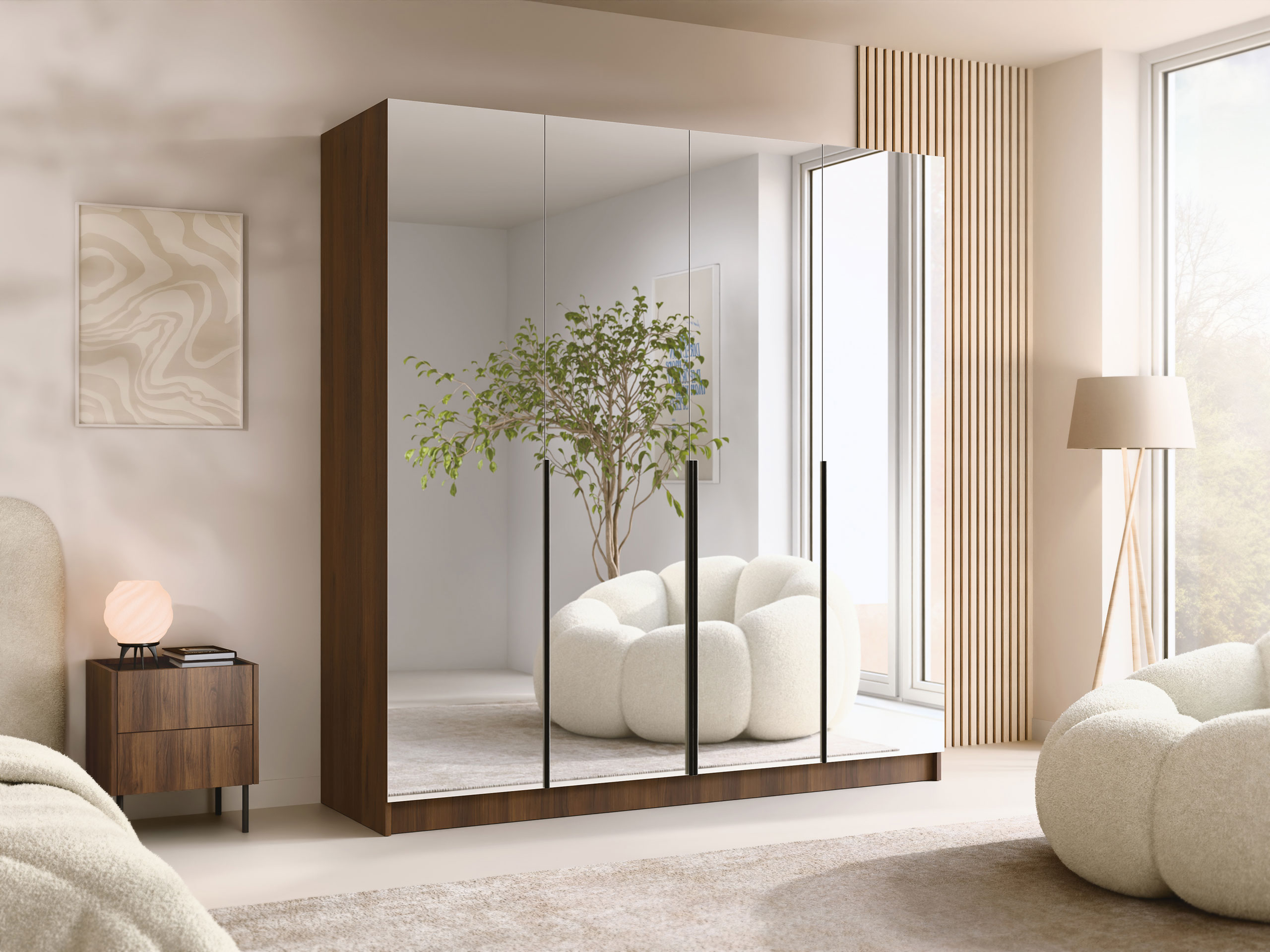 Kledingkast Closico Navor III (Notenhout + Zwart)