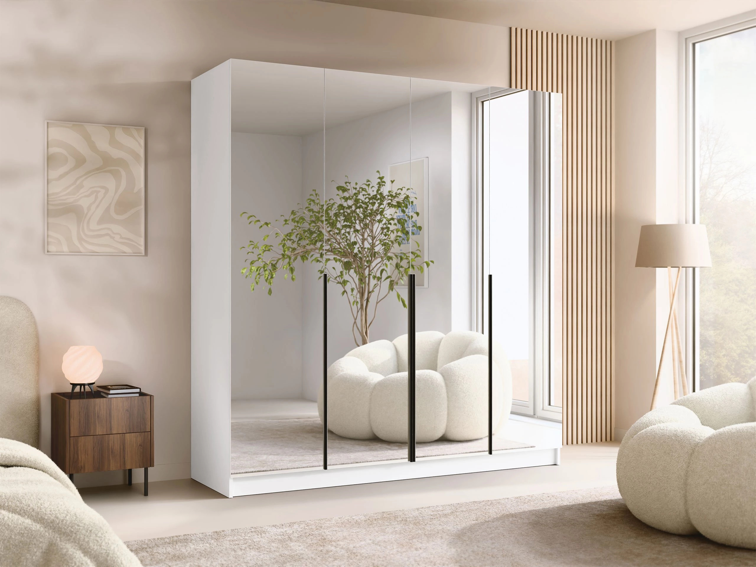 Kledingkast Closico Navor III (Wit + Zwart)