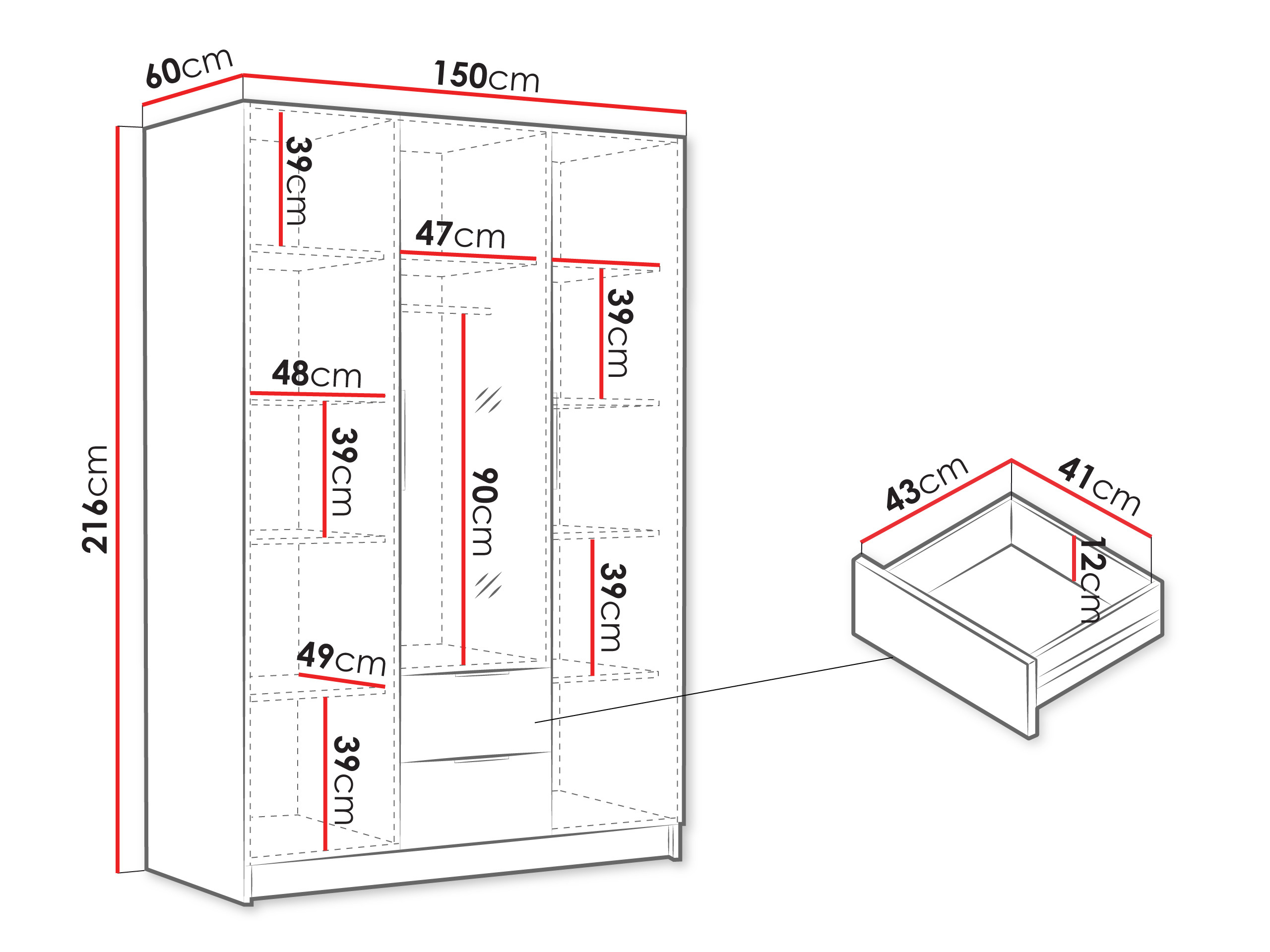 Kledingkast Closico 199 (Wit)