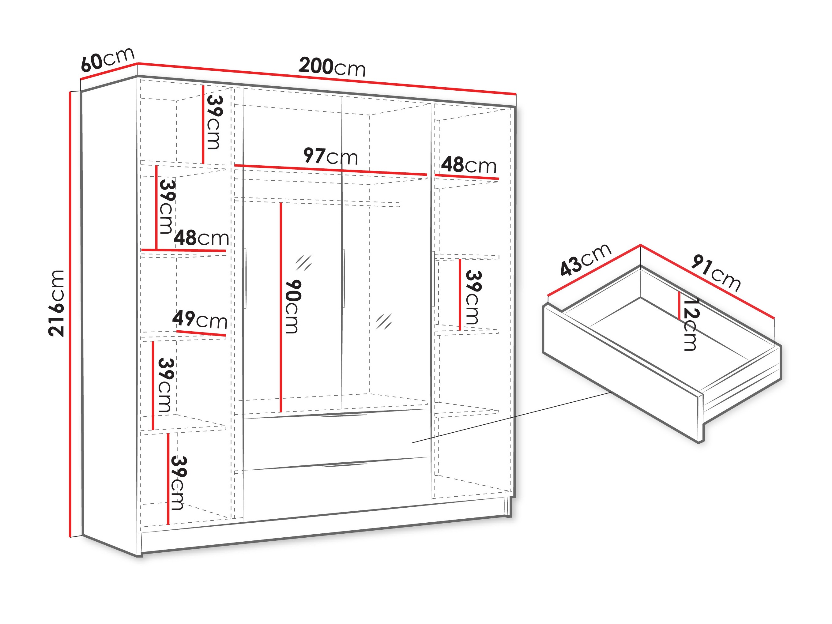 Kledingkast Closico 201 (Wit)