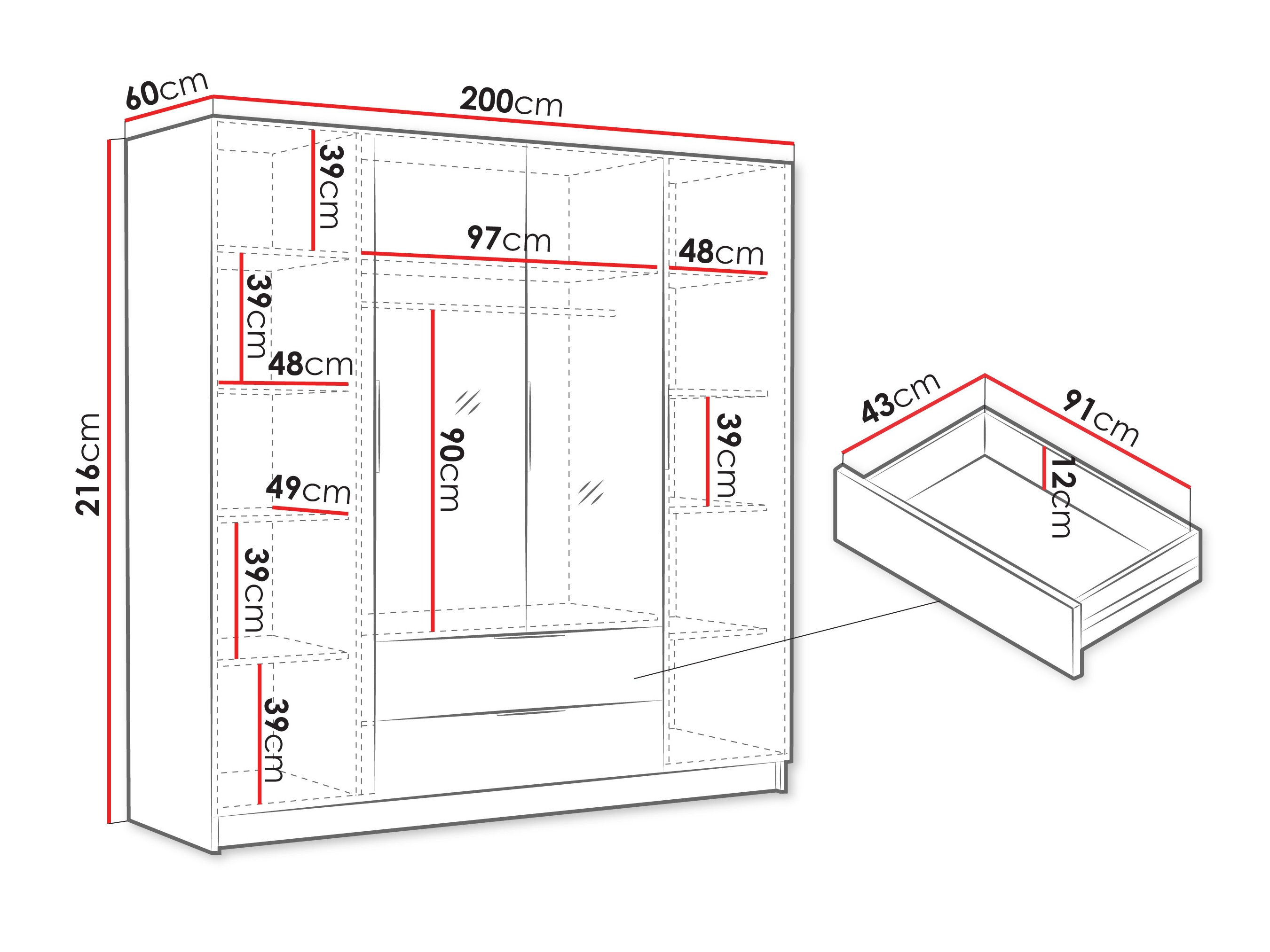 Kledingkast Closico Cadron II (Kasjmier)