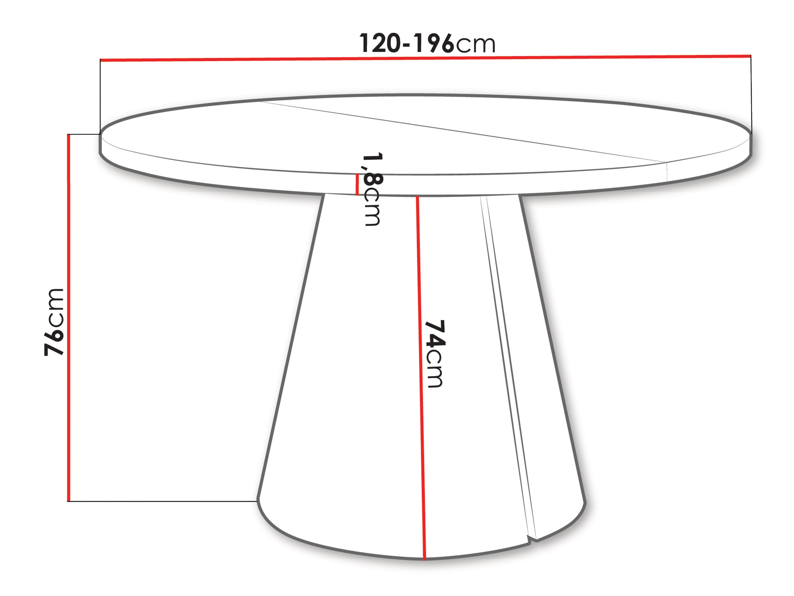Tafel Oswego 168 (Wit)