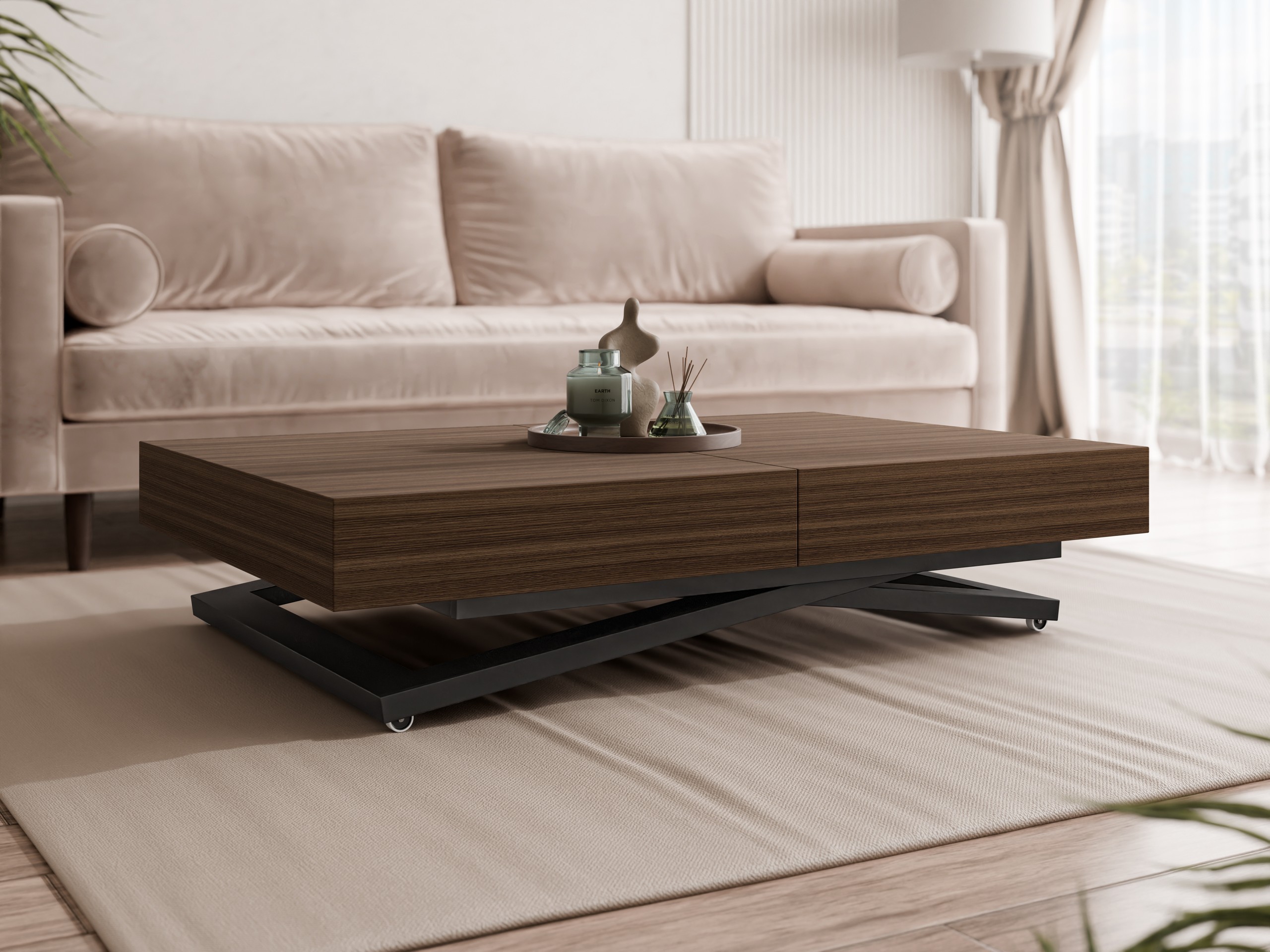 Transformeerbare salontafel Oswego 171 (Notenhout)