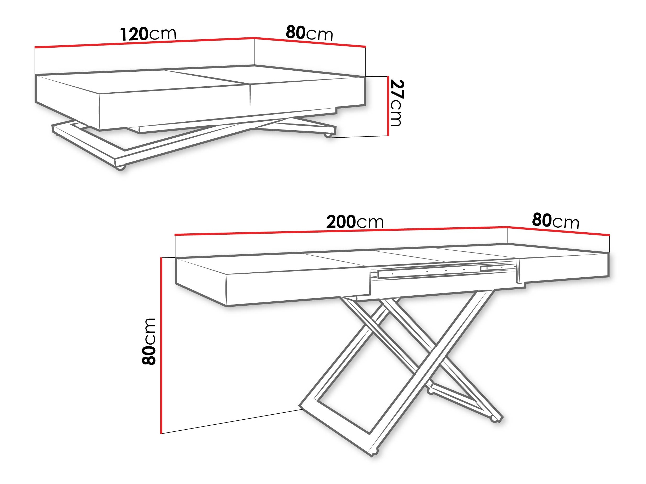 Transformeerbare salontafel Oswego 173 (Zwart marmer)