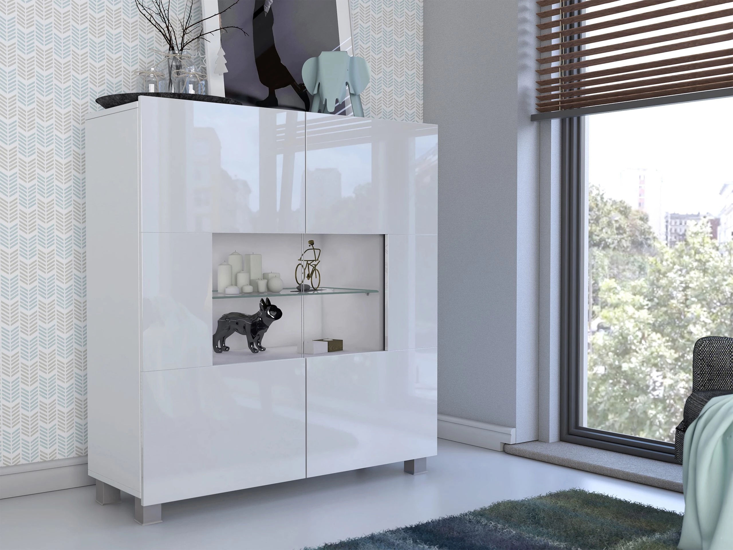 Dressoir Remus (Wit + Glanzend wit)