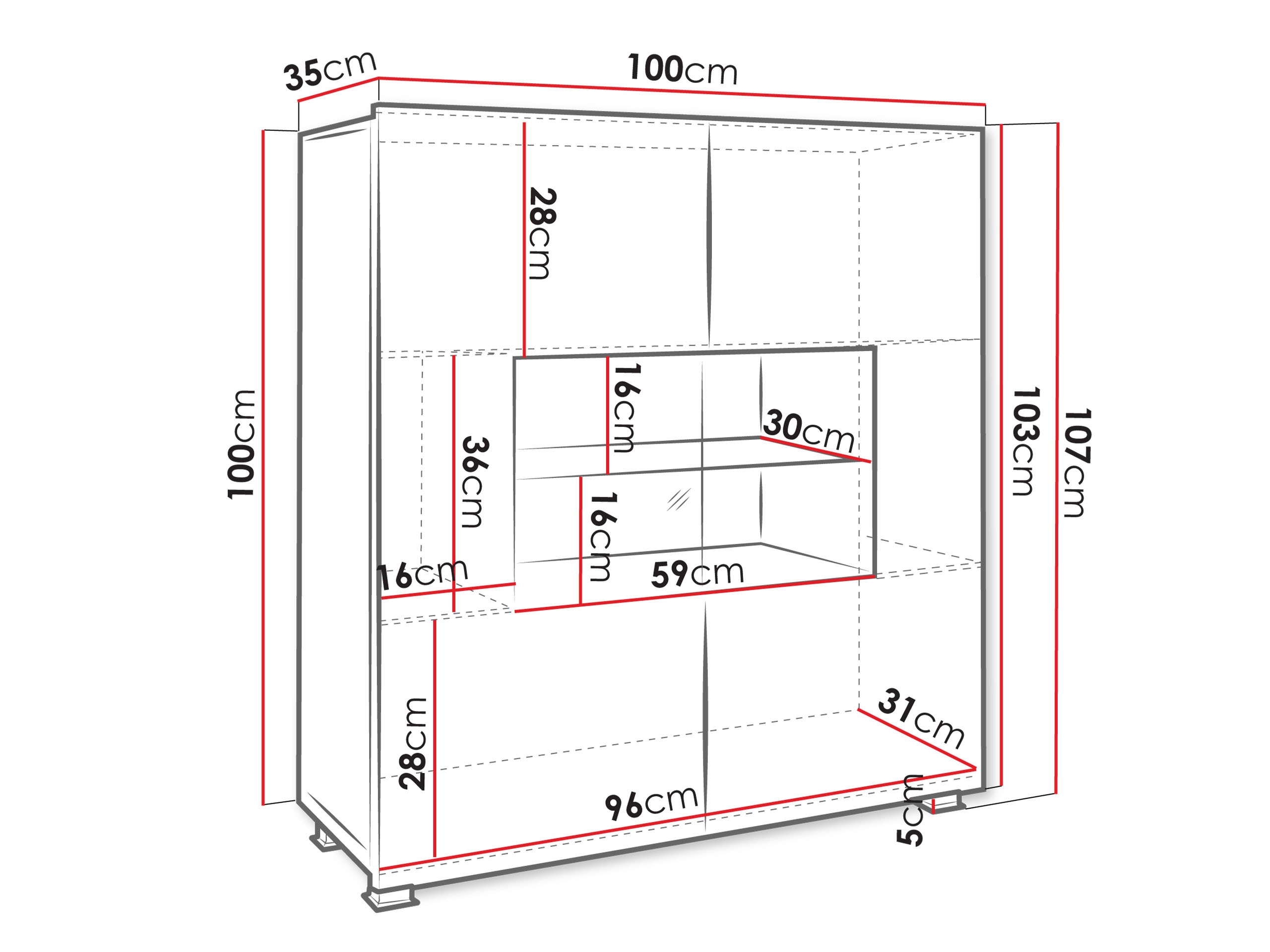 Dressoir Remus (Wit + Glanzend wit)
