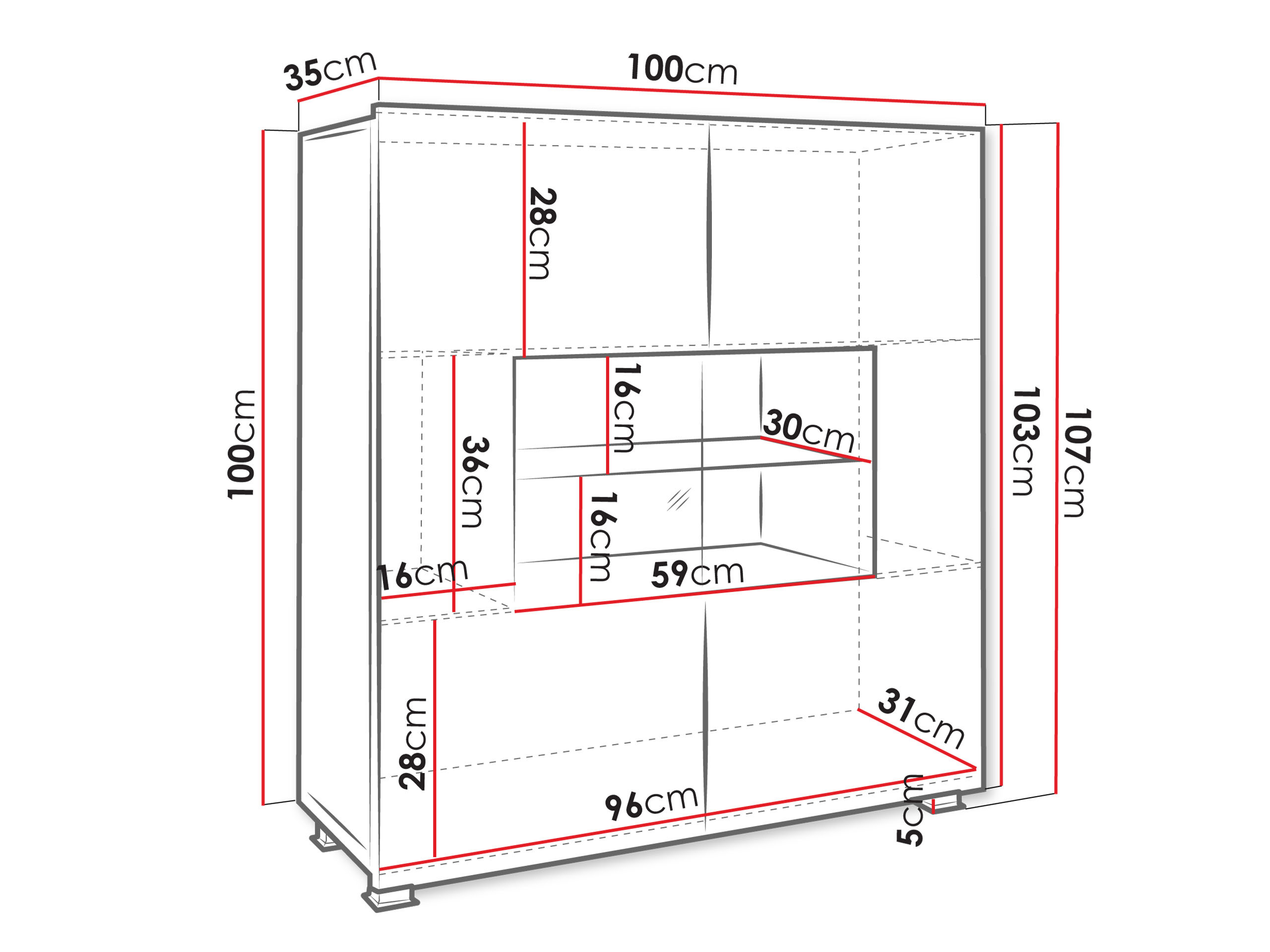 Dressoir Remus (Wit + Glanzend wit)