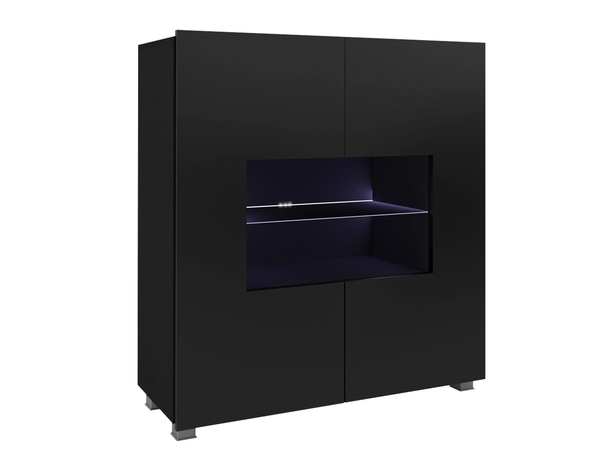 Dressoir Remus (Zwart + Glanzend zwart)