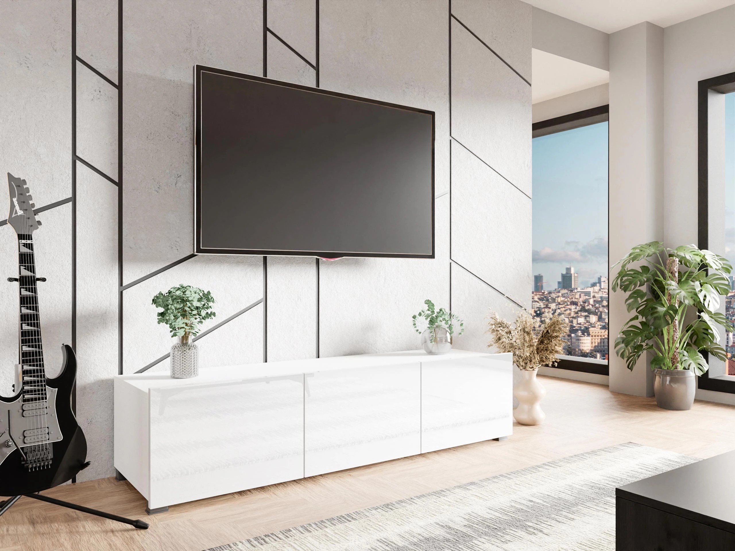 TV-meubel Remus (Wit + Glanzend wit)