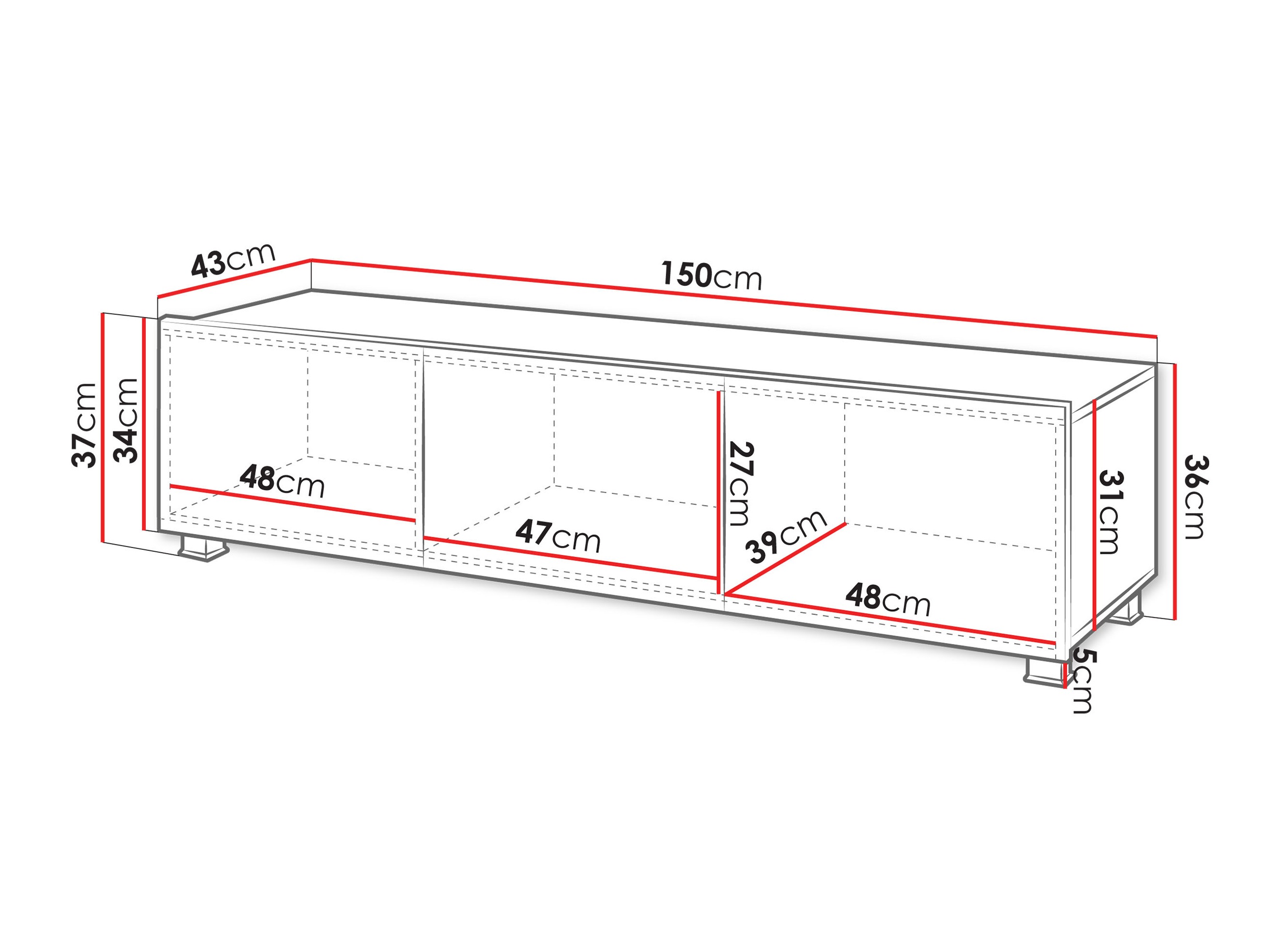 TV-meubel Remus (Wit + Glanzend wit)