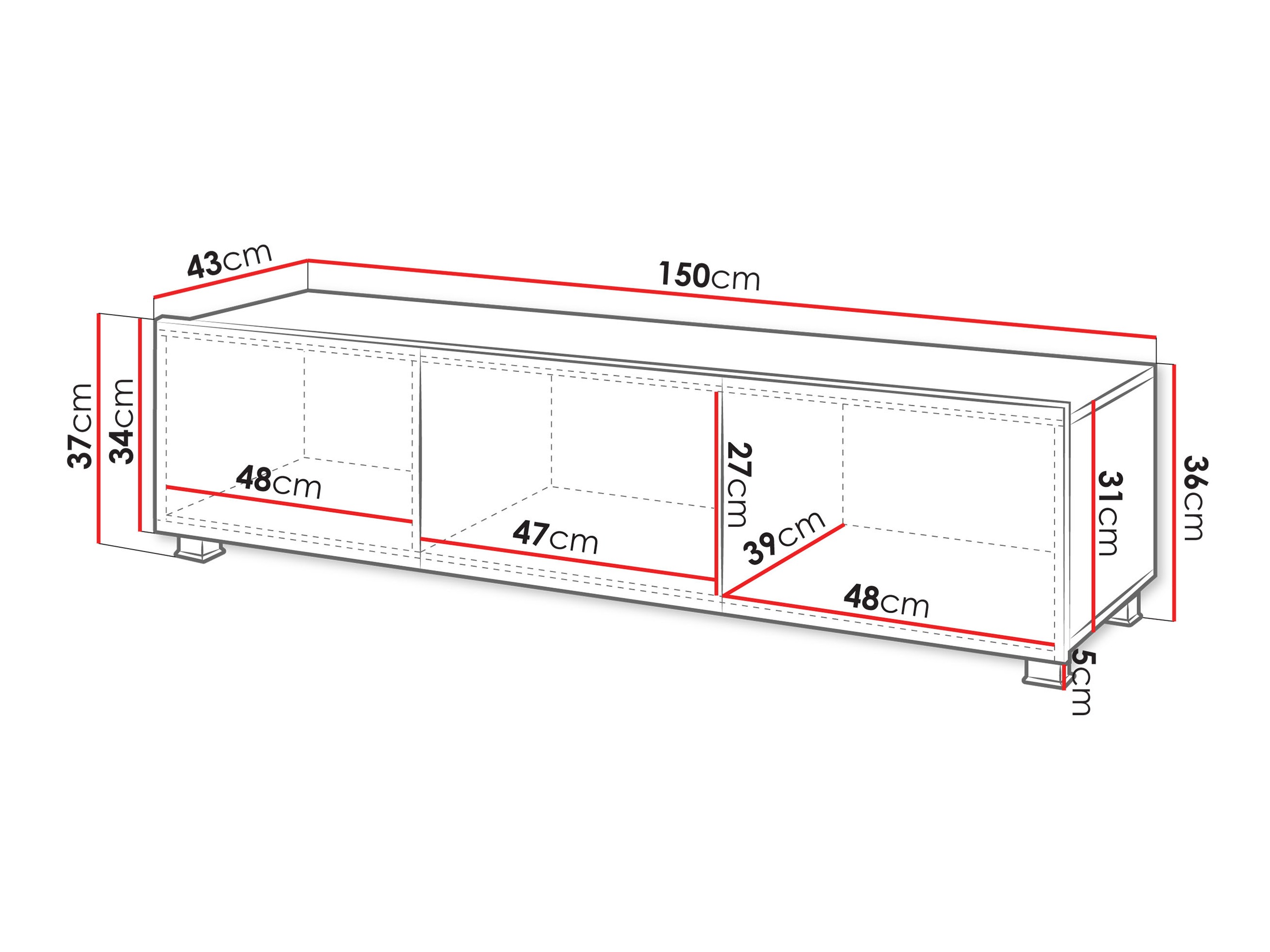 TV-meubel Tivdalu 103 (Zwart + Glanzend zwart)