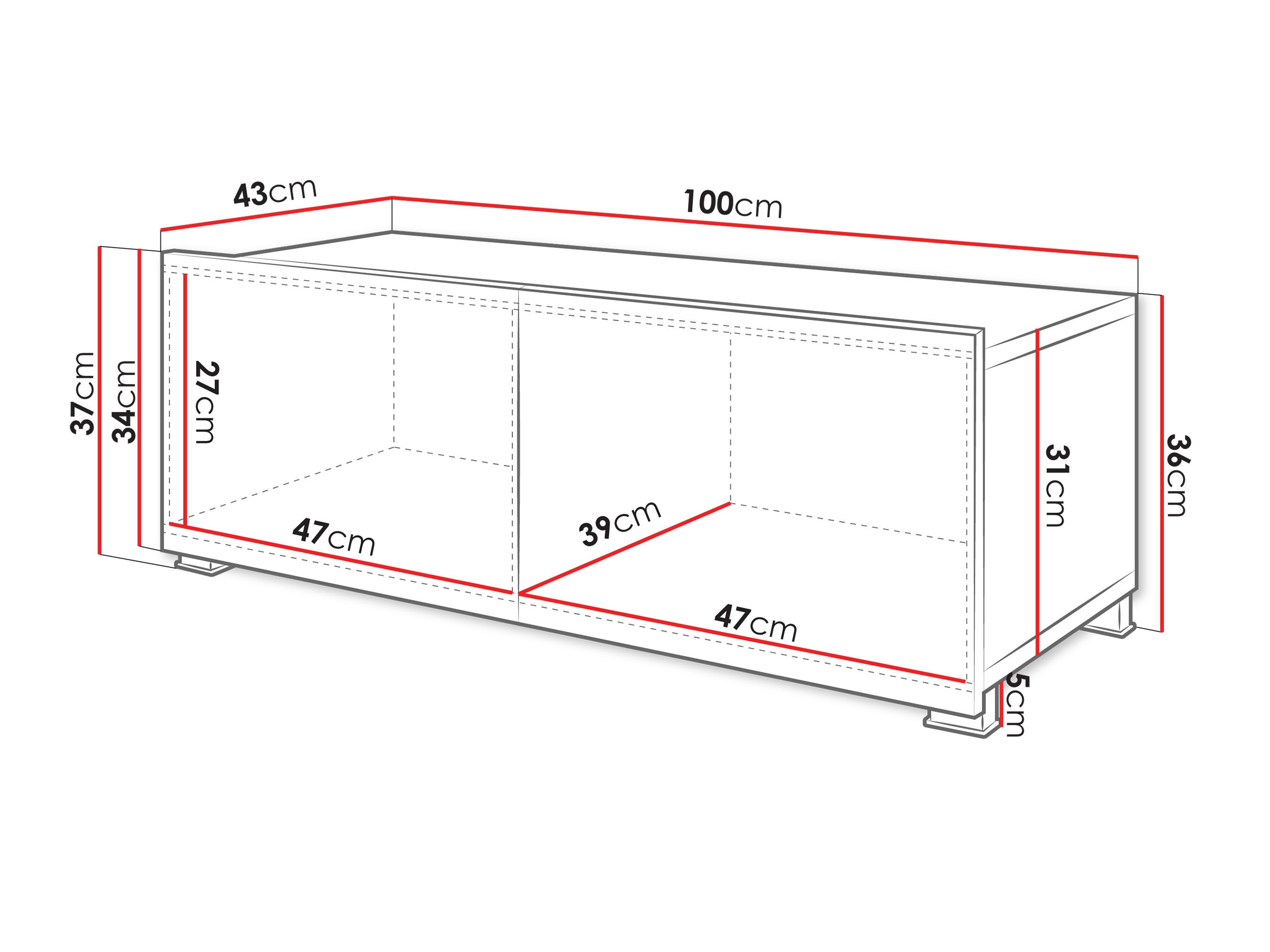 TV-meubel Tivdalu 104 (Zwart + Glanzend zwart)