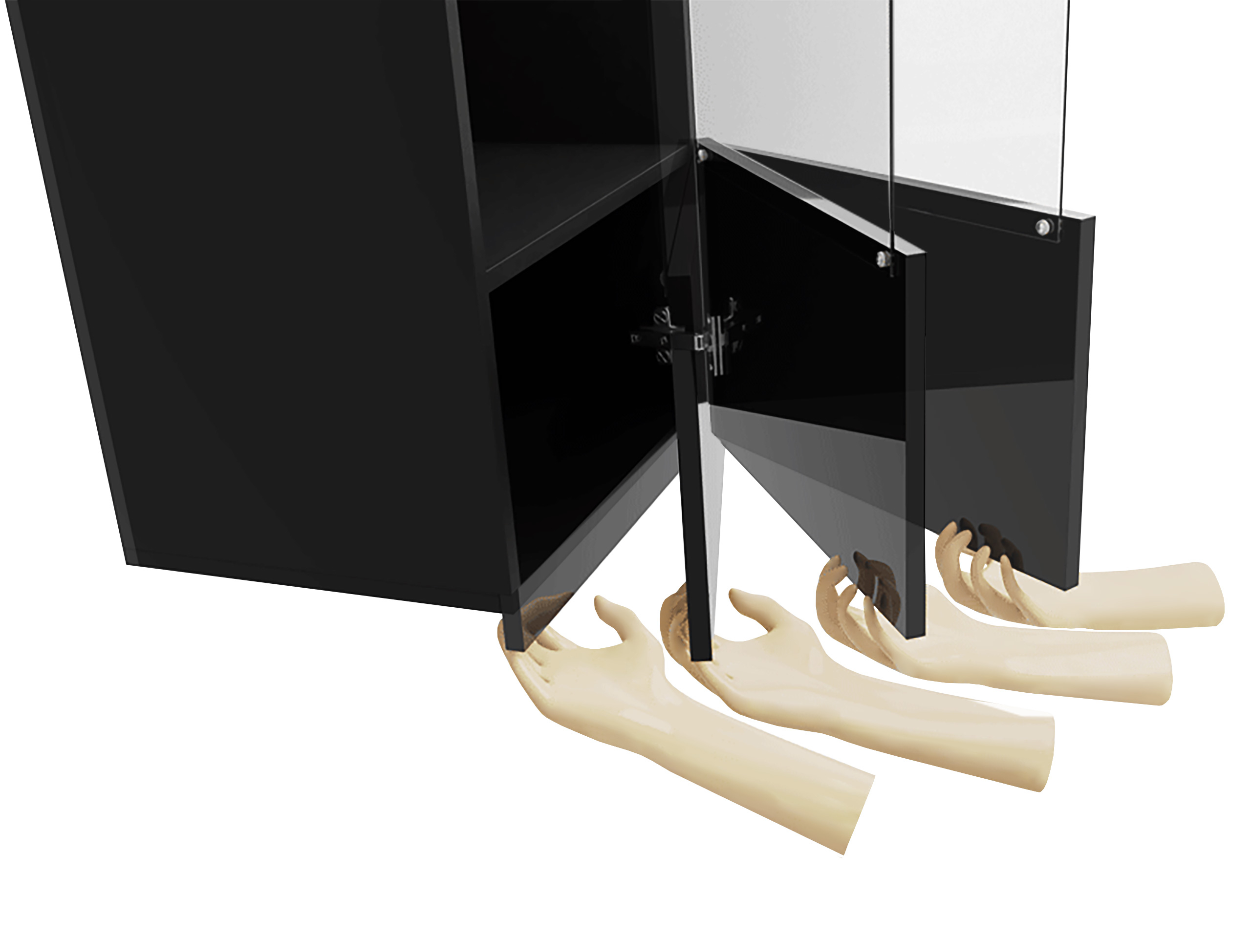 Wandkast Tivdalu 102 (Zwart + Glanzend zwart)