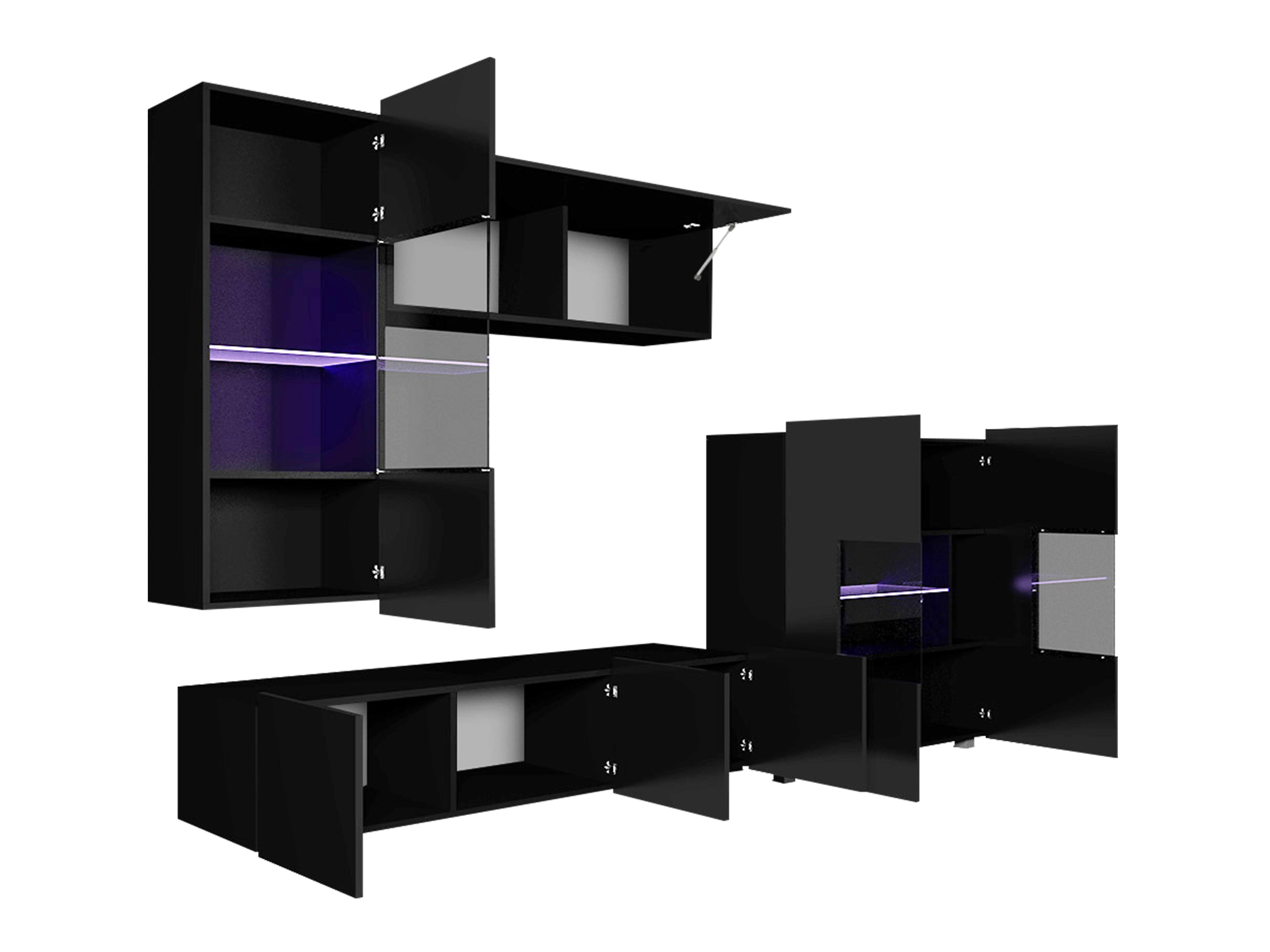 Woonkamerset Tivdalu 107 (Zwart + Glanzend zwart)