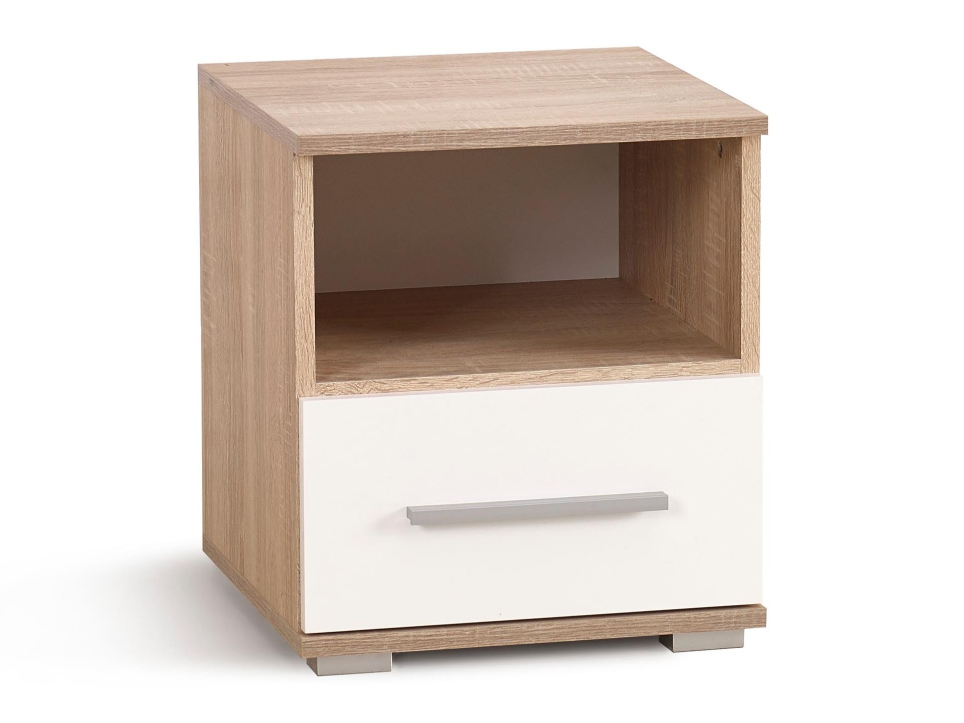 Nachtkastje Cirveso 111 (Sonoma eik + Glanzend wit)