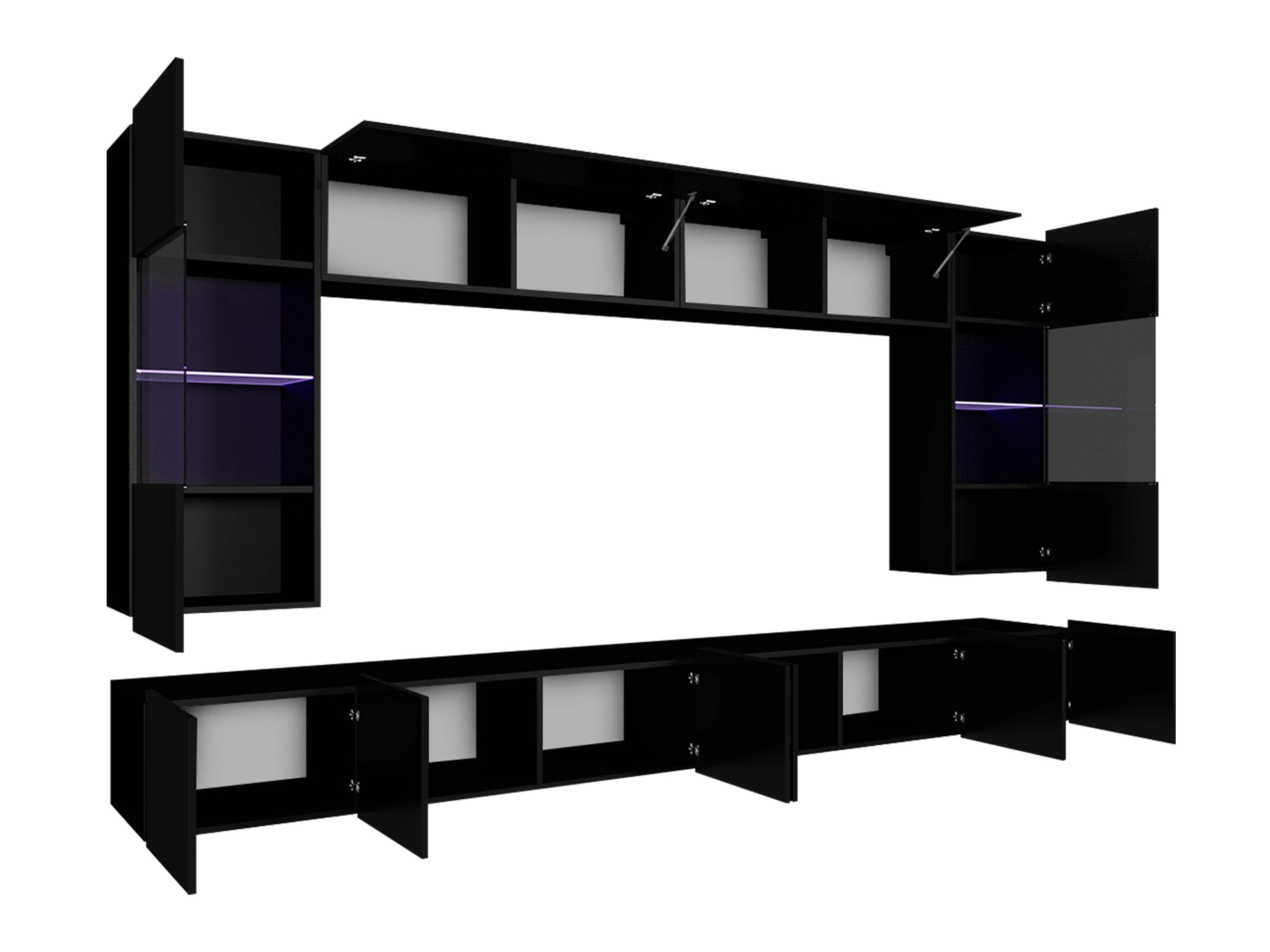 Woonkamerset Remus I (Zwart + Glanzend zwart)