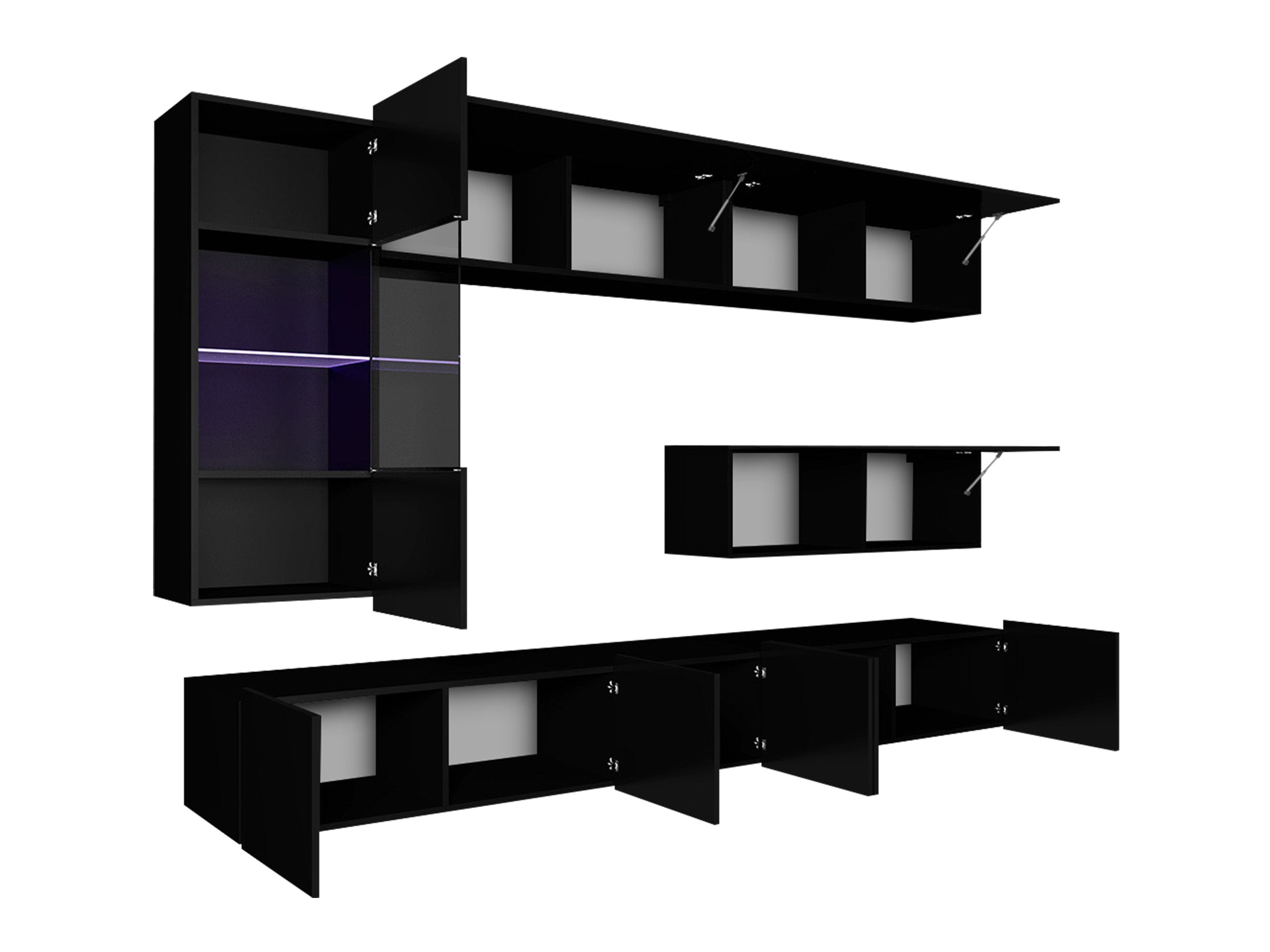 Woonkamerset Tivdalu 108 (Zwart + Glanzend zwart)
