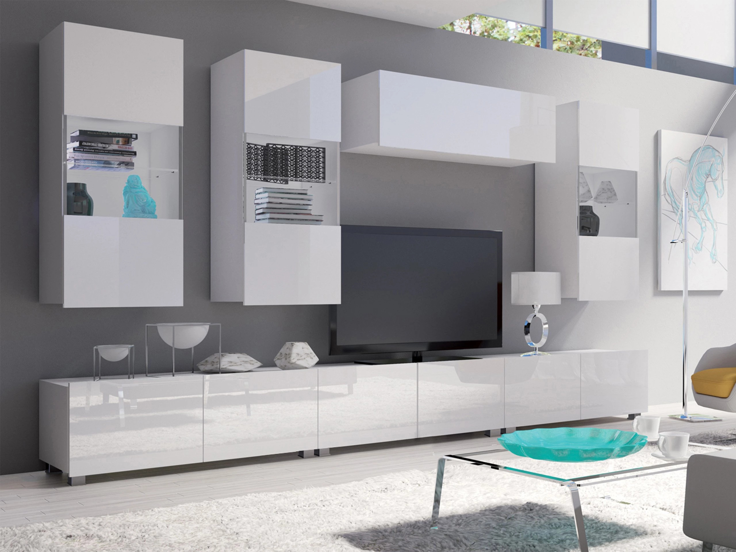 Woonkamerset Remus XI (Wit + Glanzend wit)