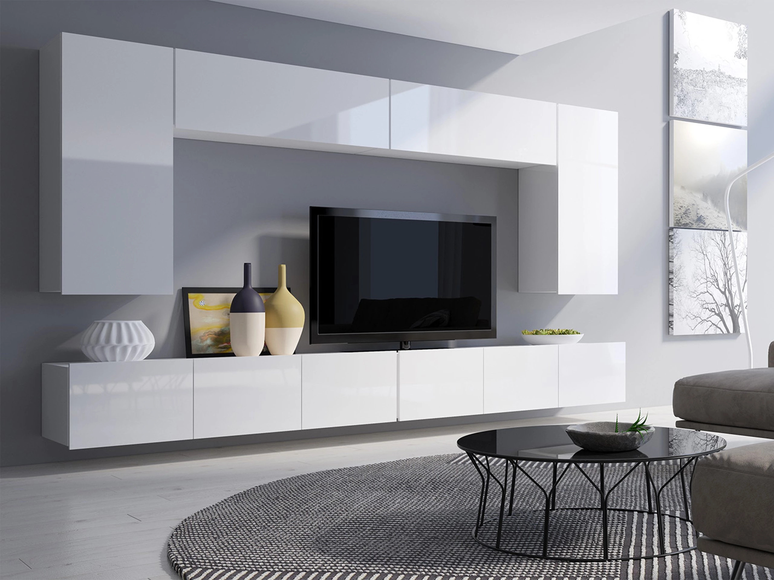 Woonkamerset Remus XIII (Wit + Glanzend wit)