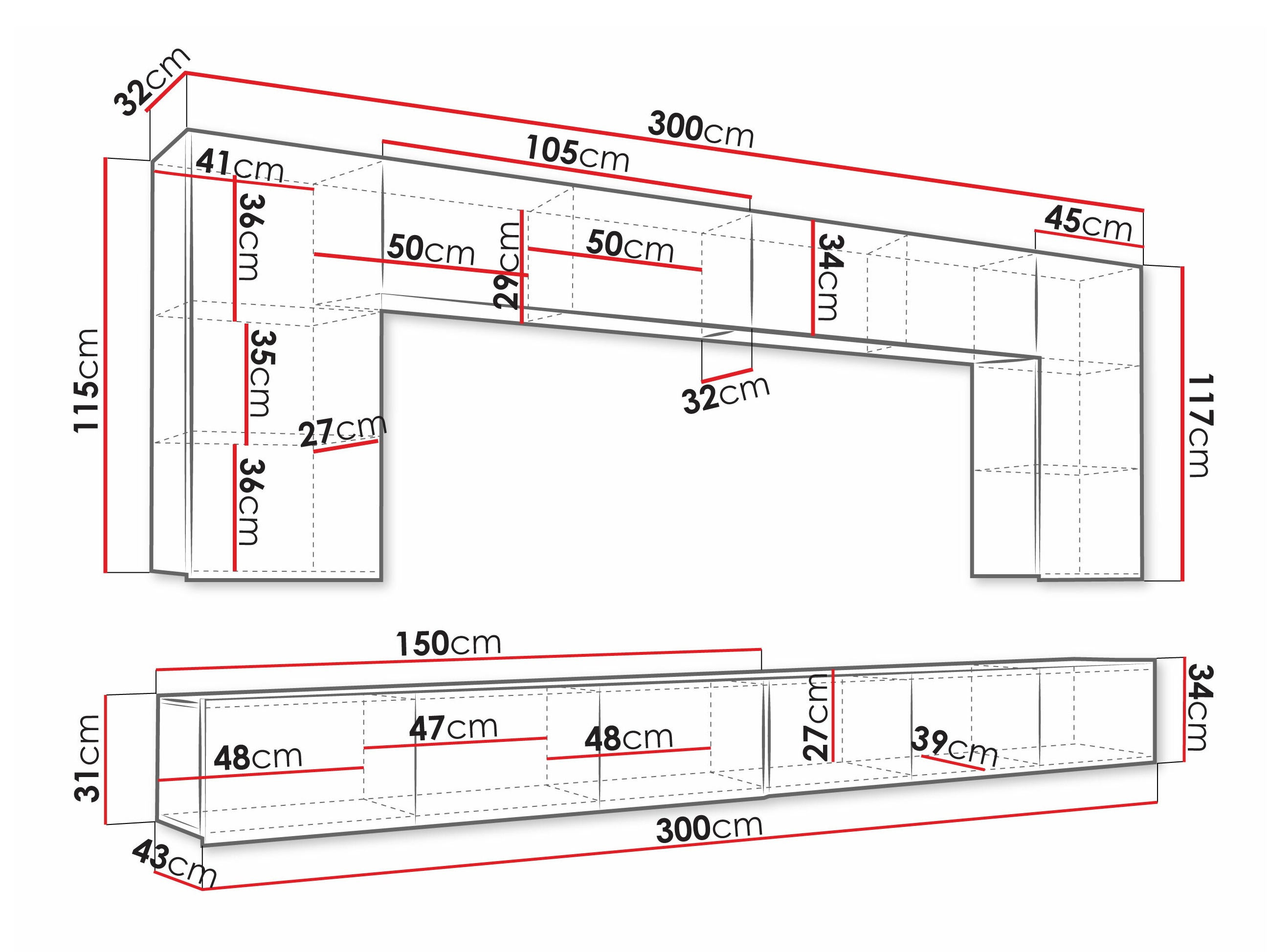 Woonkamerset Remus XIII (Wit + Glanzend wit)