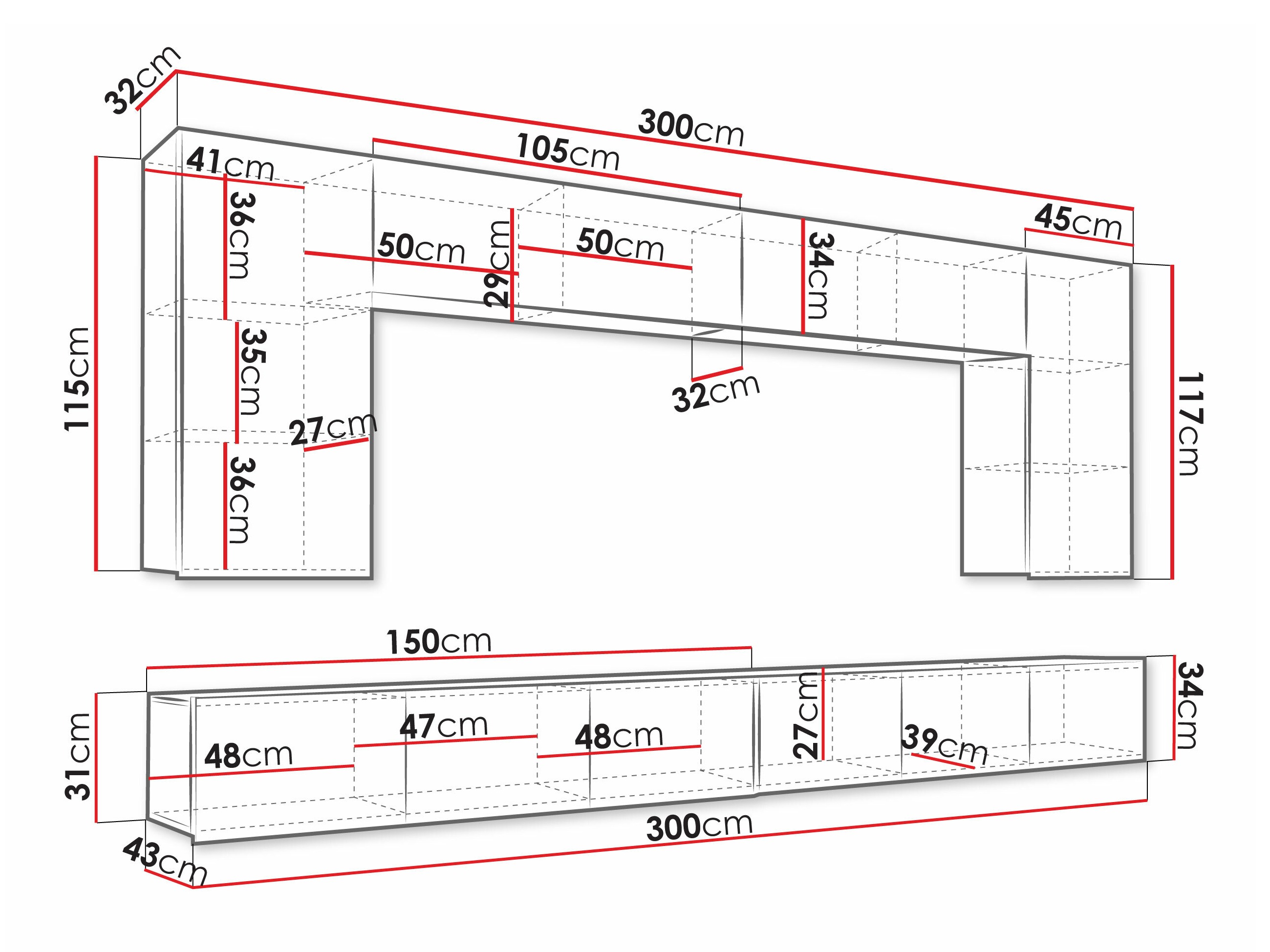 Woonkamerset Remus XIII (Zwart + Glanzend zwart)