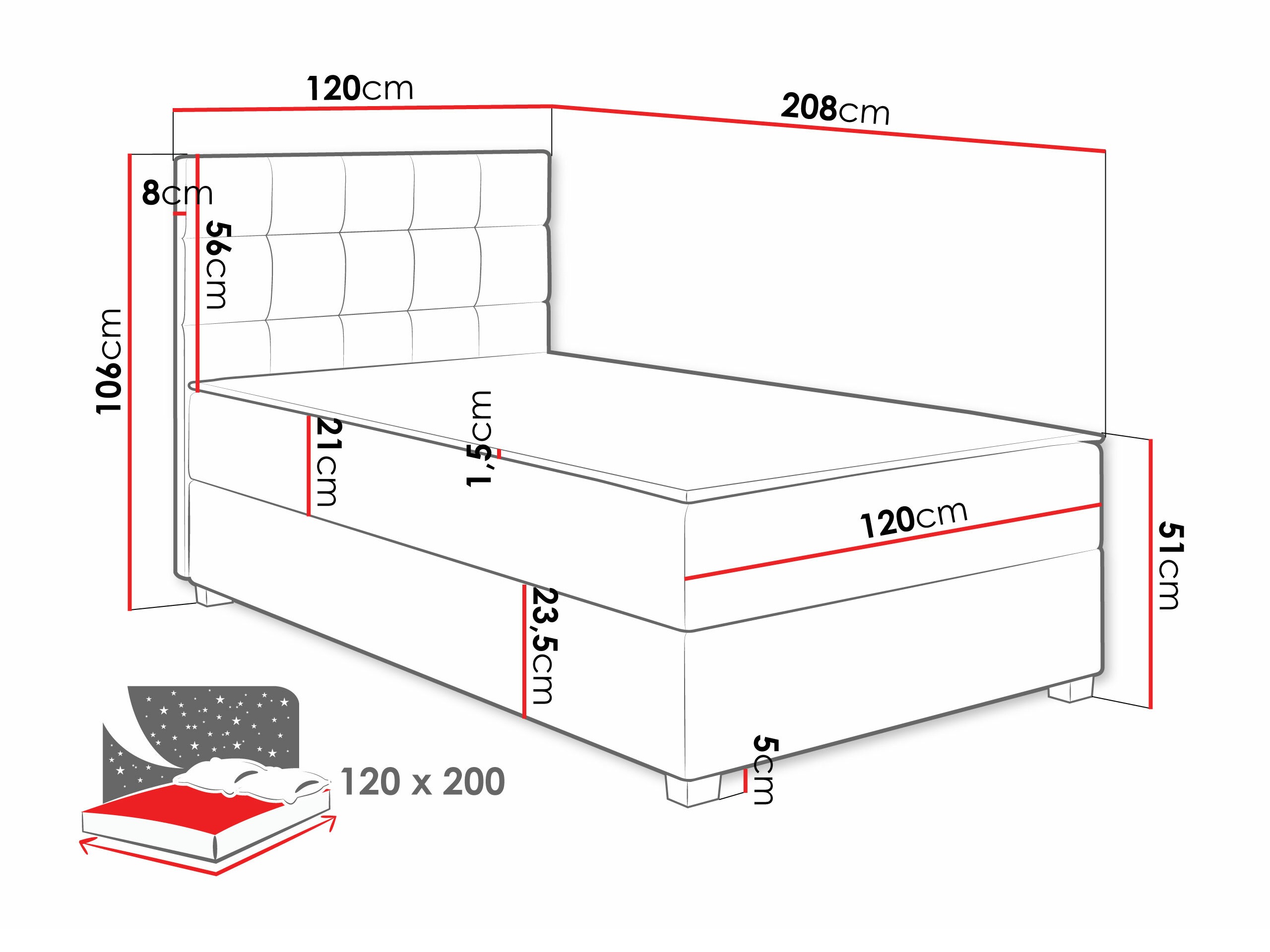 Boxspring Sanford 107 (Manila 16)