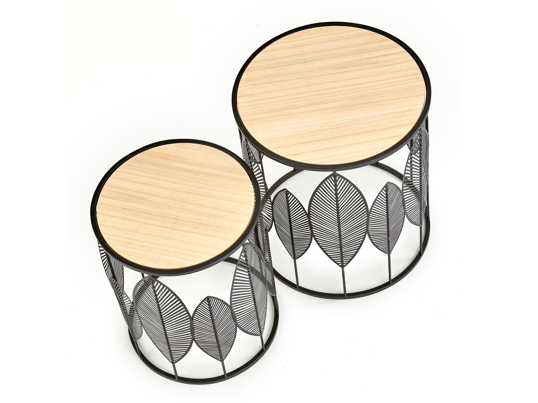 Bijzettafels set Houston 974 (Zwart + Licht hout)