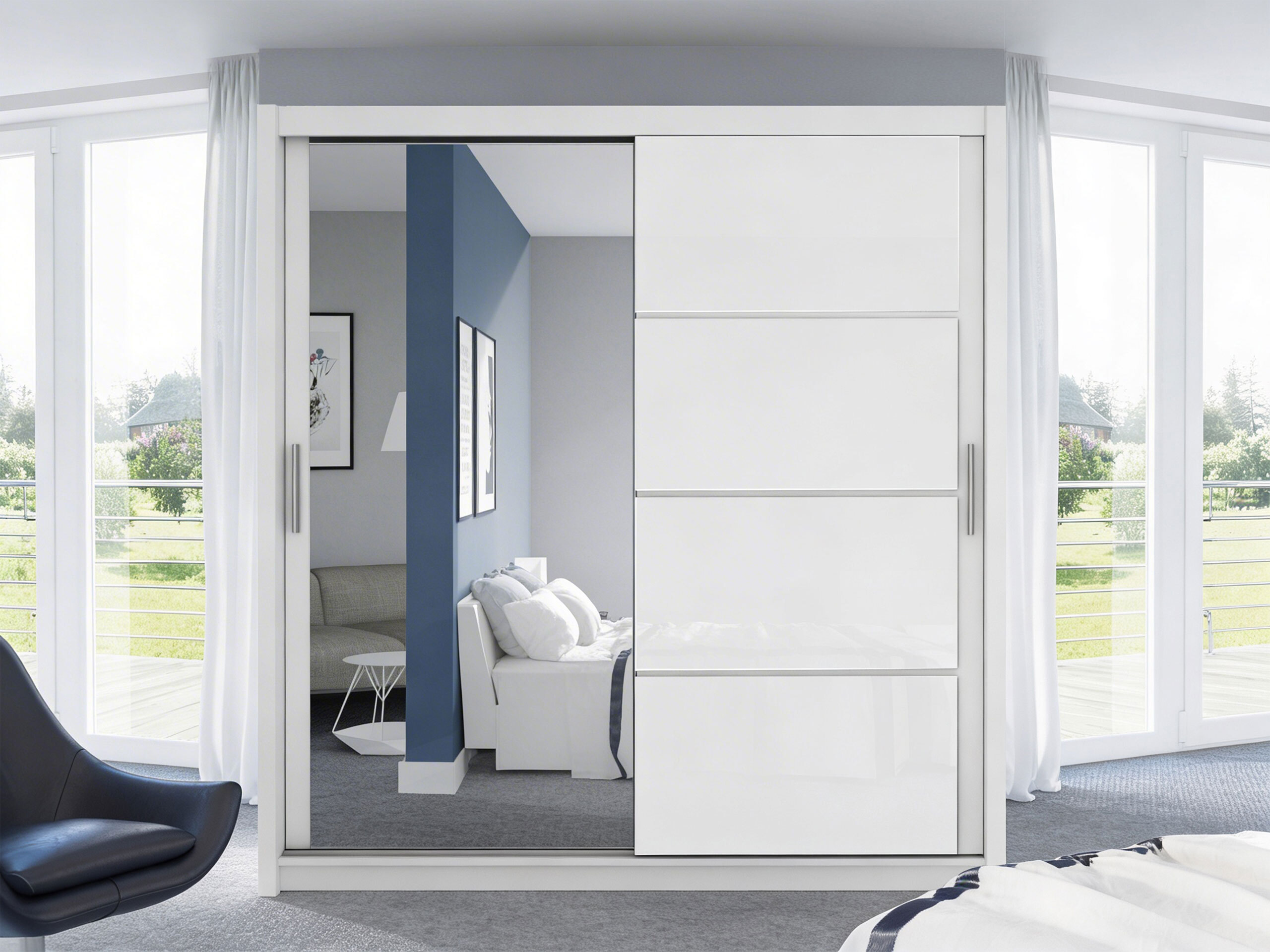 Kledingkast Honolulu 111 (Wit + Glanzend wit)