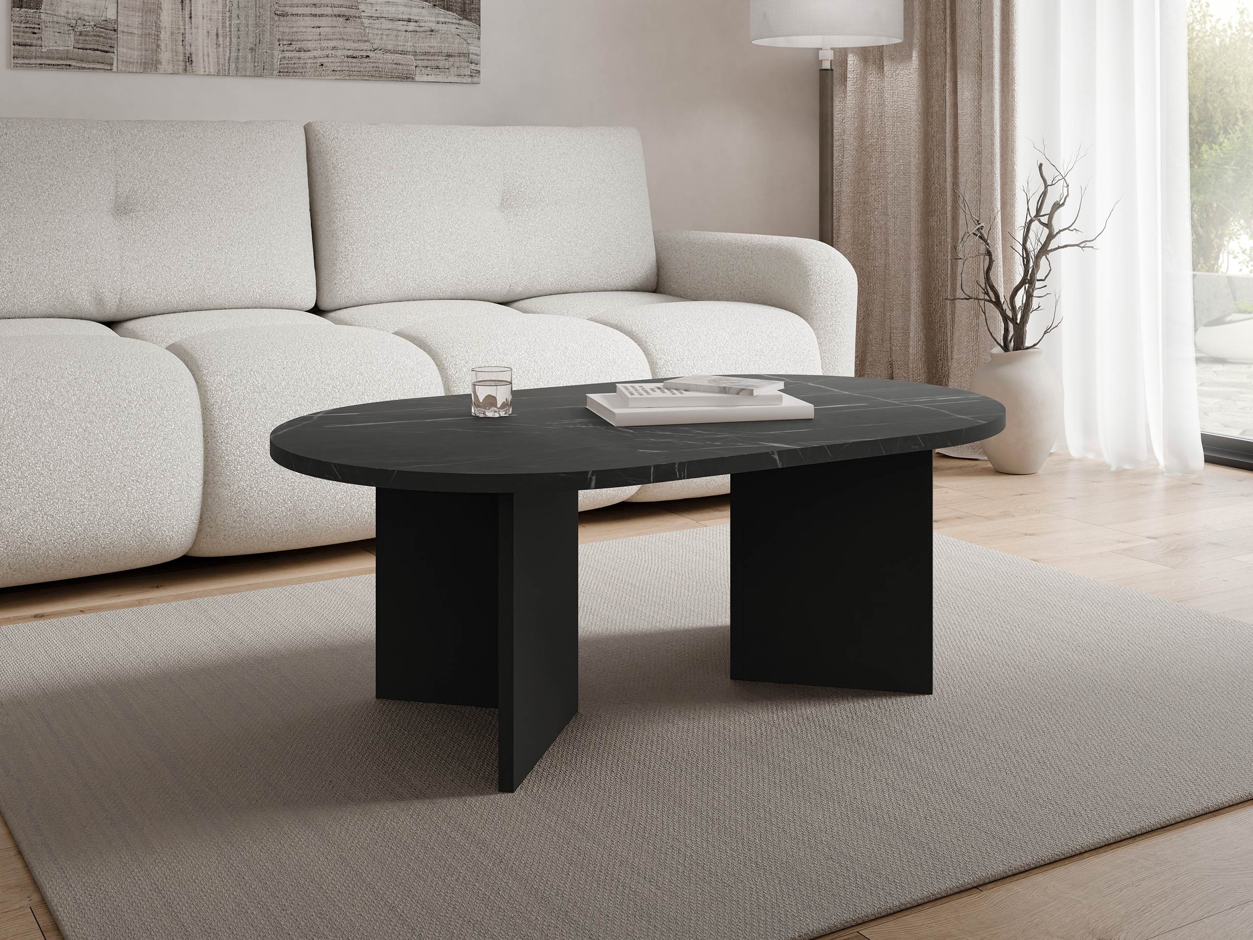 Salontafel Comfivo Fungus (Zwart marmer + Zwart)