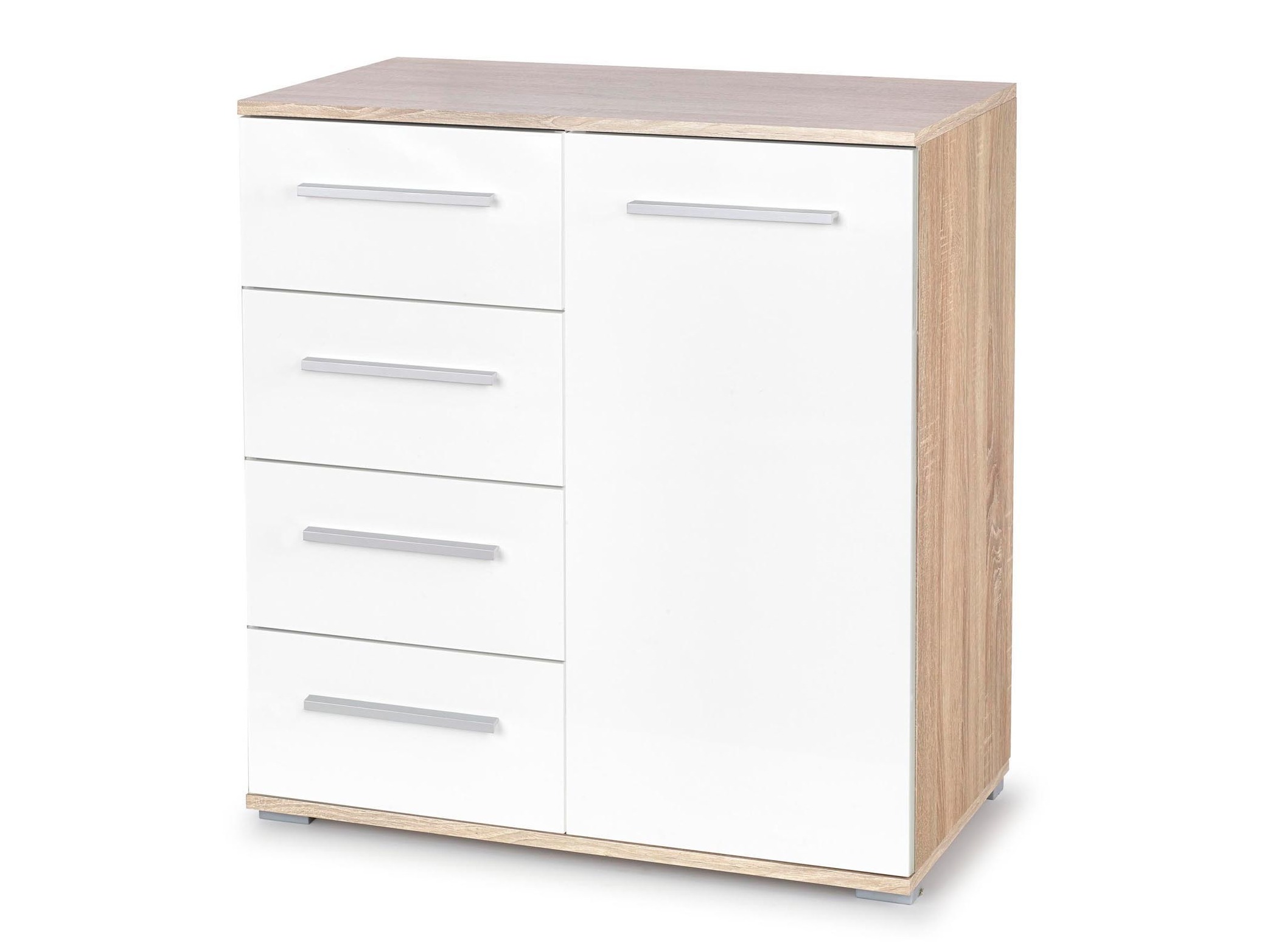 Ladekast Cirveso 101 (Sonoma eik + Glanzend wit)