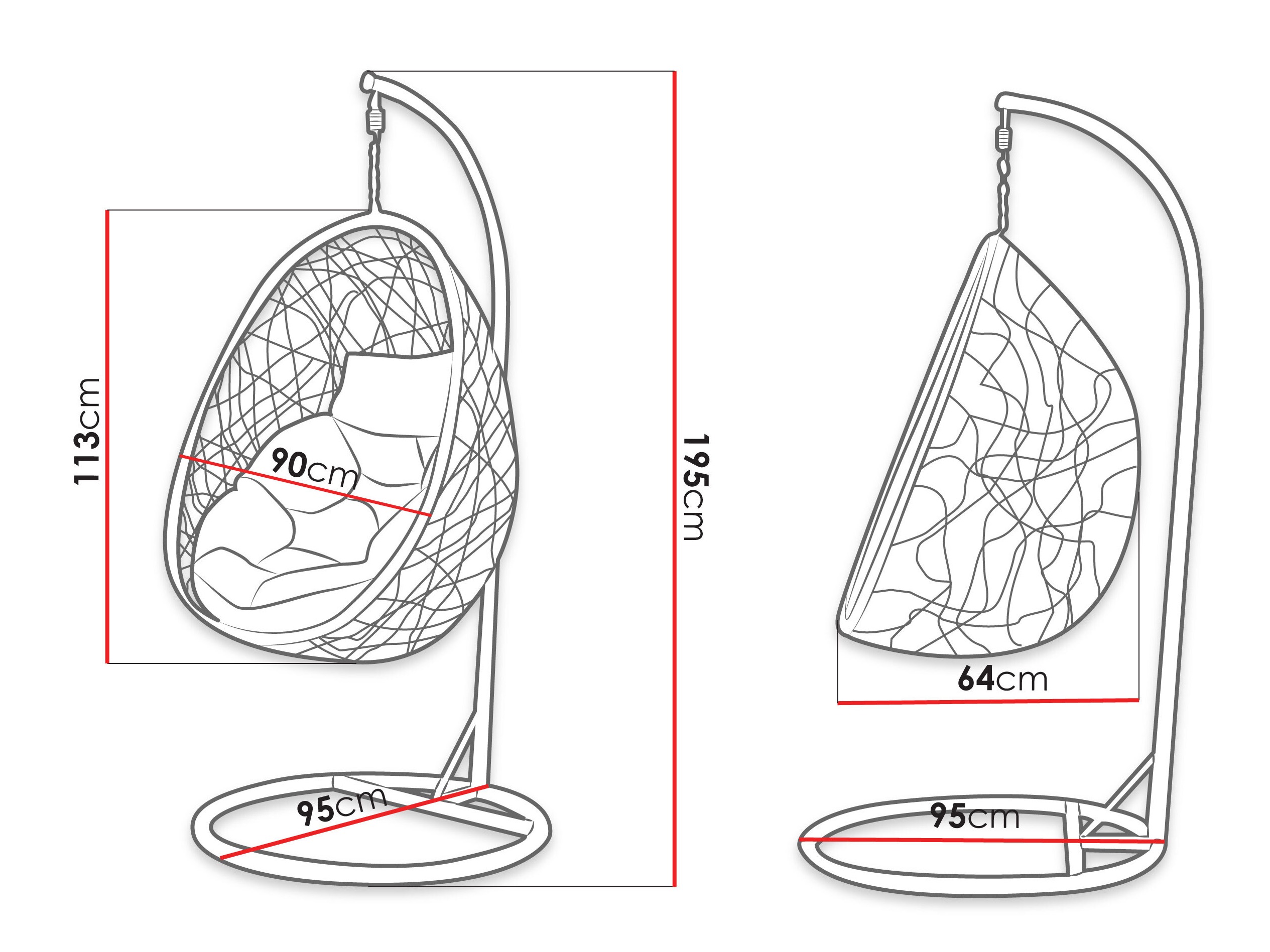 Hangende stoel Comfivo Undtudo (Donkergrijs + Grijs)