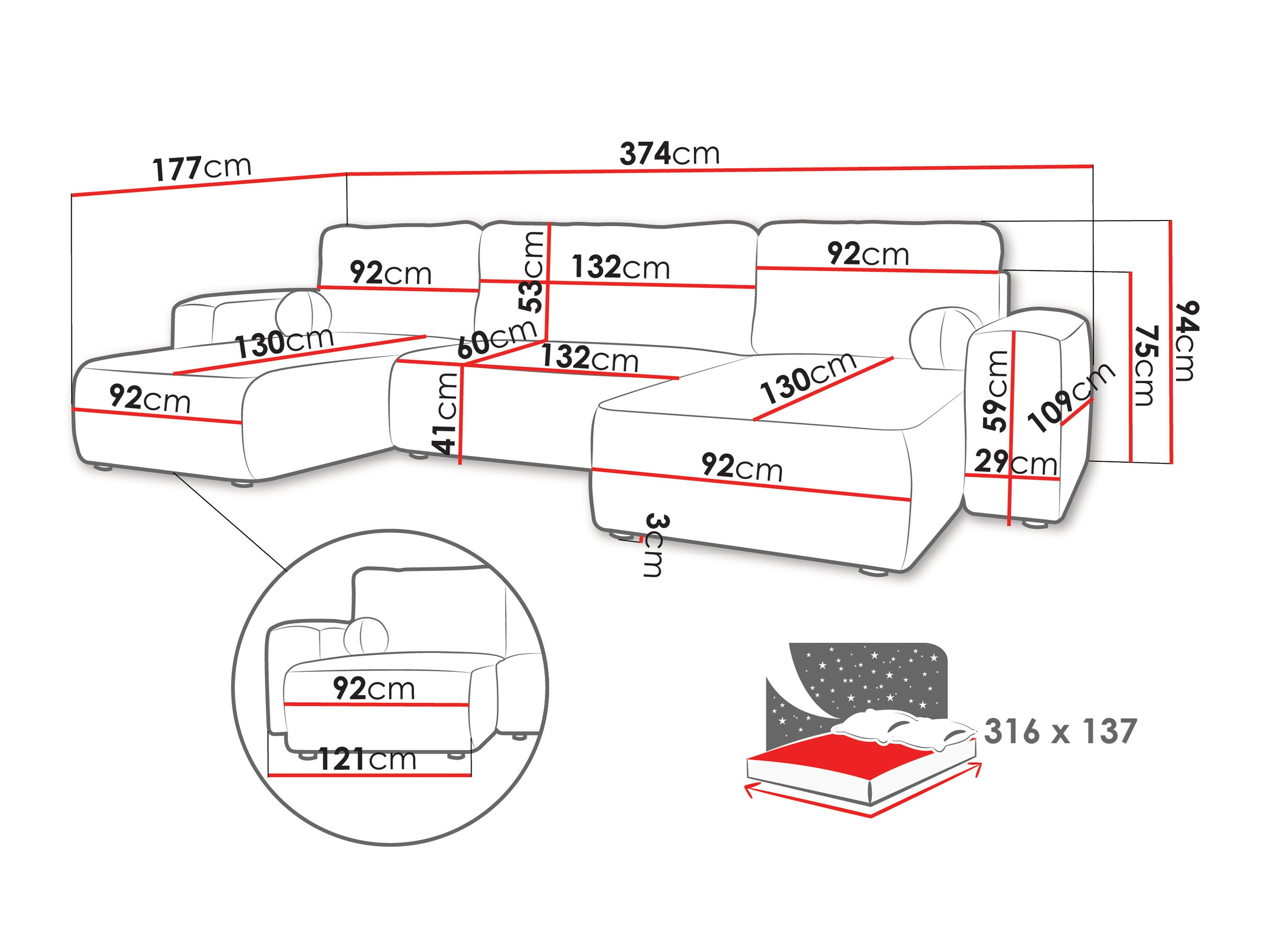 Hoekbank TrendyNest Piscor (Coral 80)