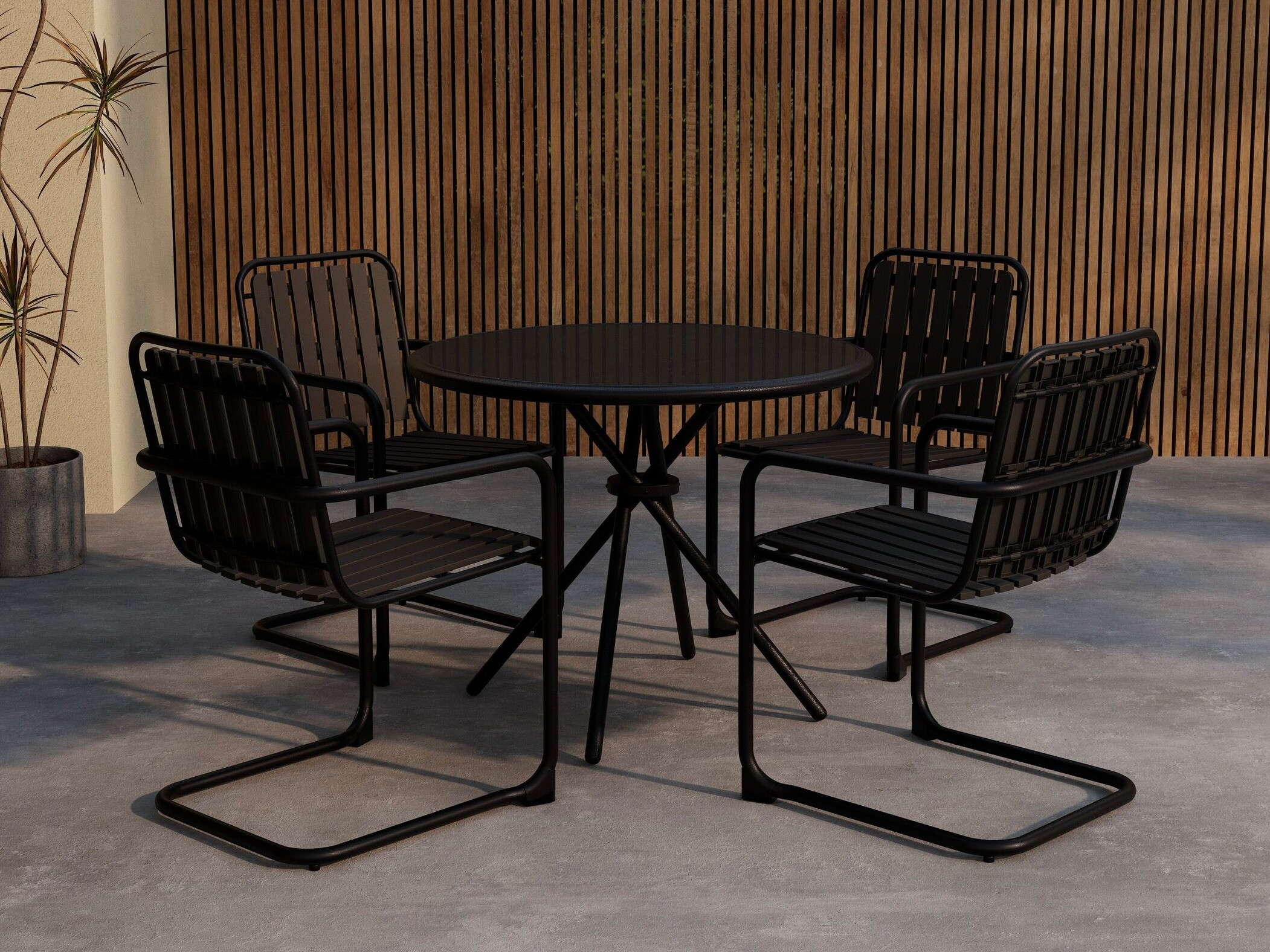 Tafel en stoelen set Dallas 5192 (Zwart)