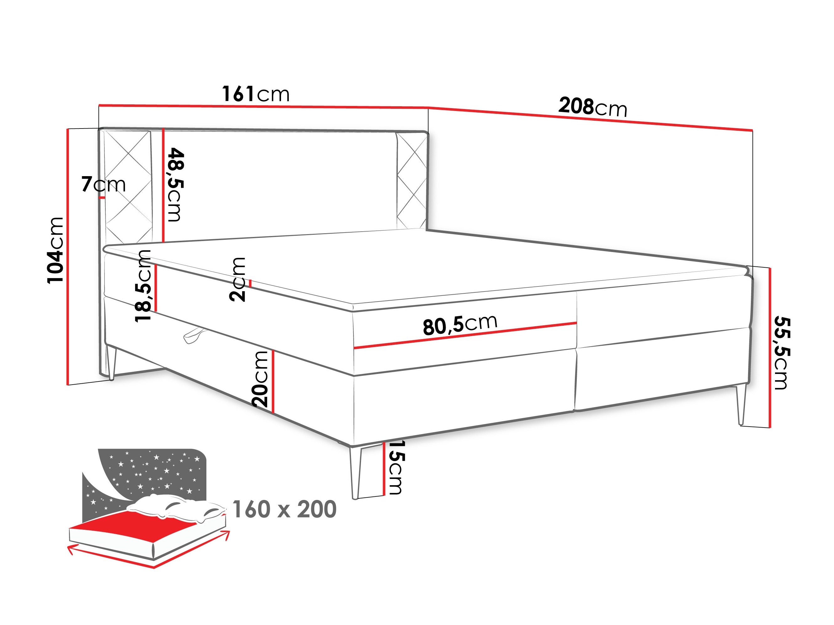 Boxspring Providence 200 (Polo 897)