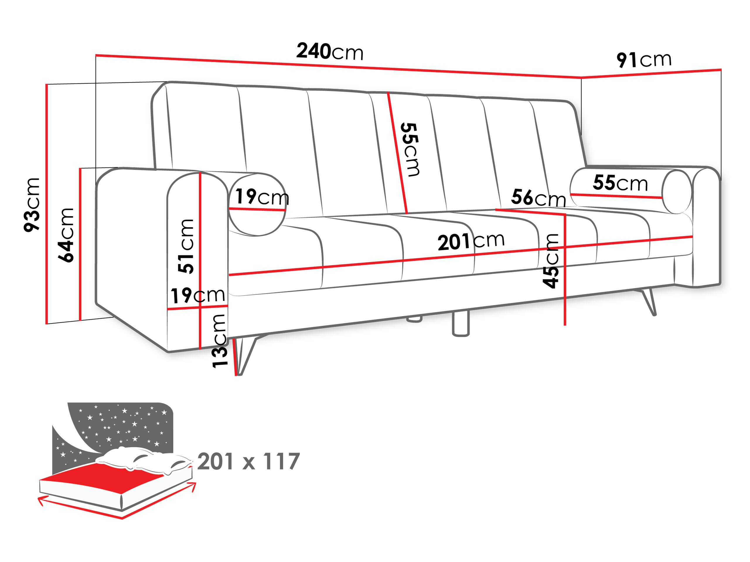 Slaapbank Comfivo Luda (Sandu 224.02)