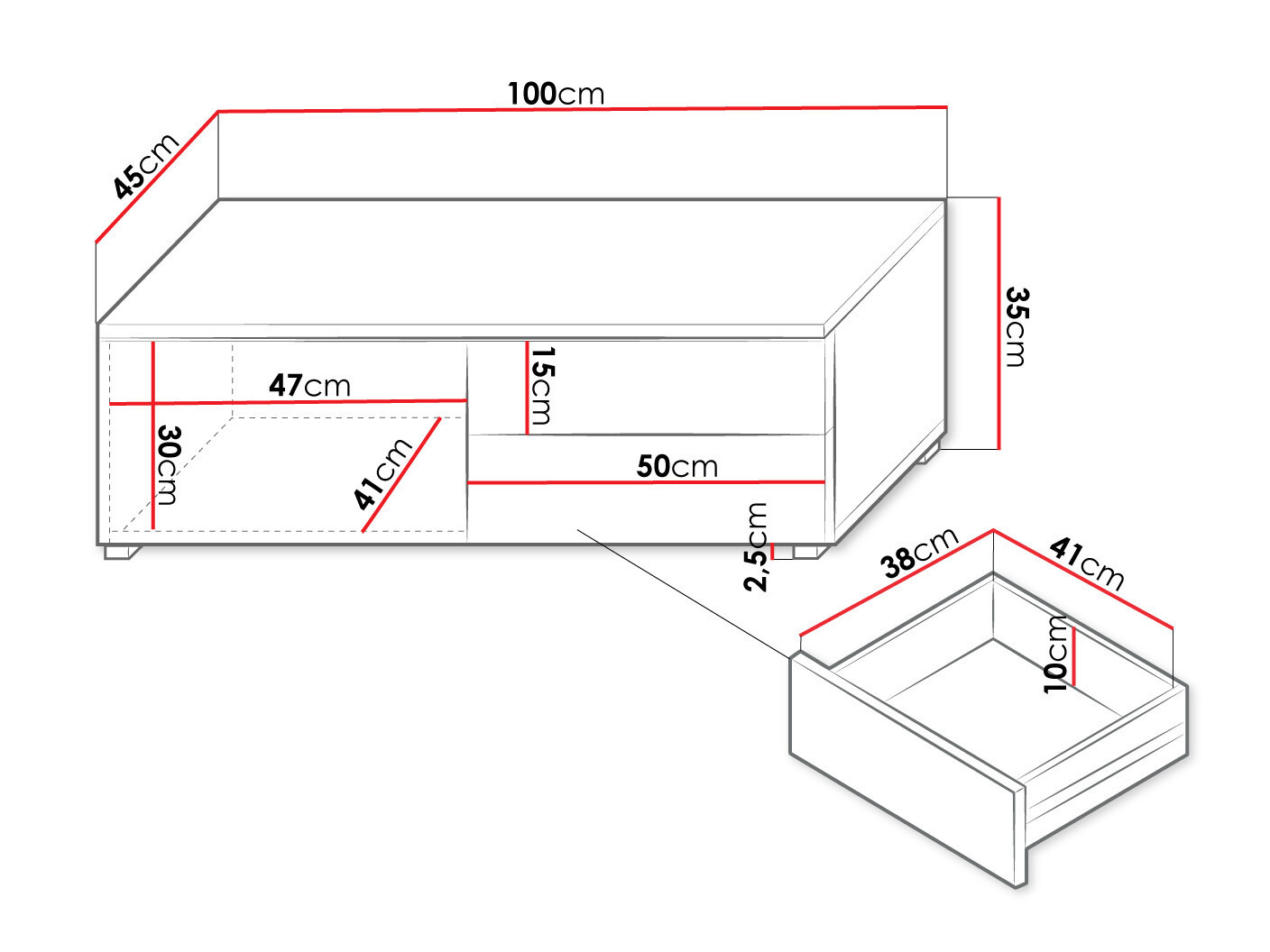 TV-meubel Hortus (Wit + Glanzend wit)
