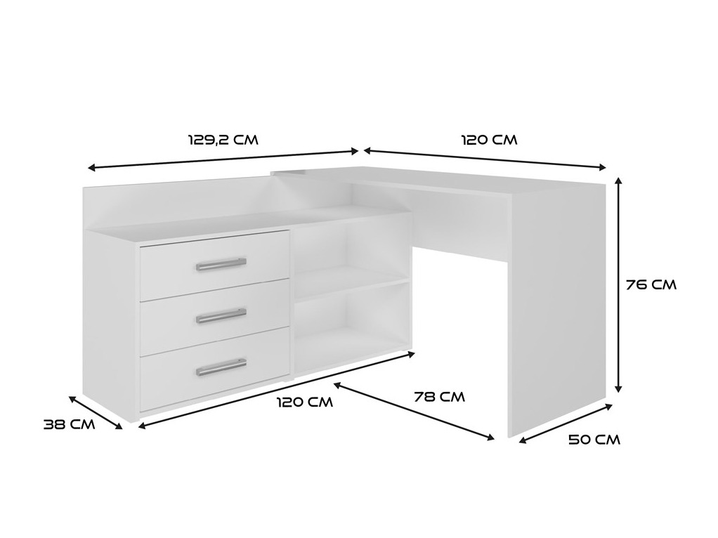 Hoekbureau Mandeville 131 (Mat wit)