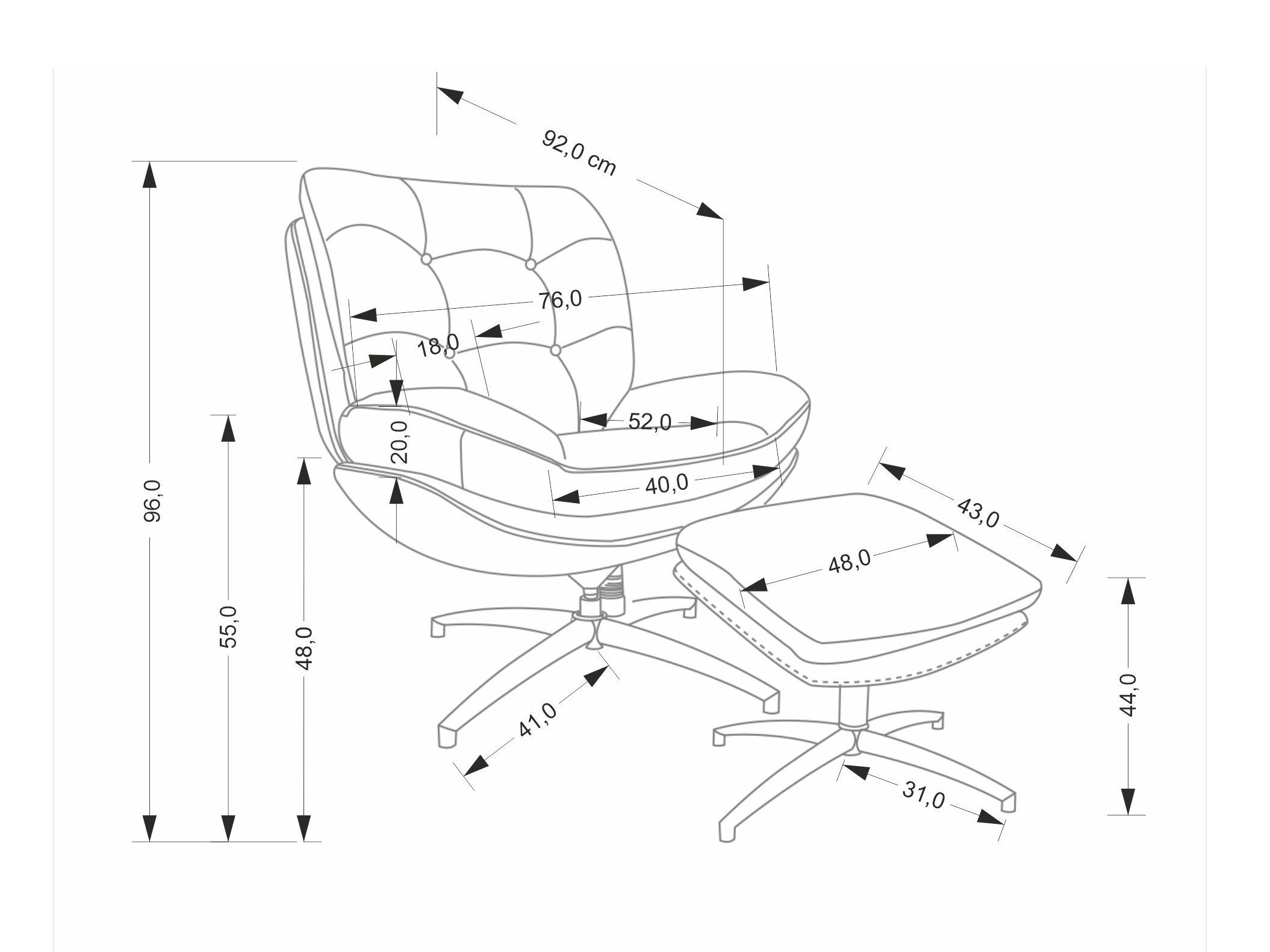 Fauteuil Houston 1900 (Grijs)