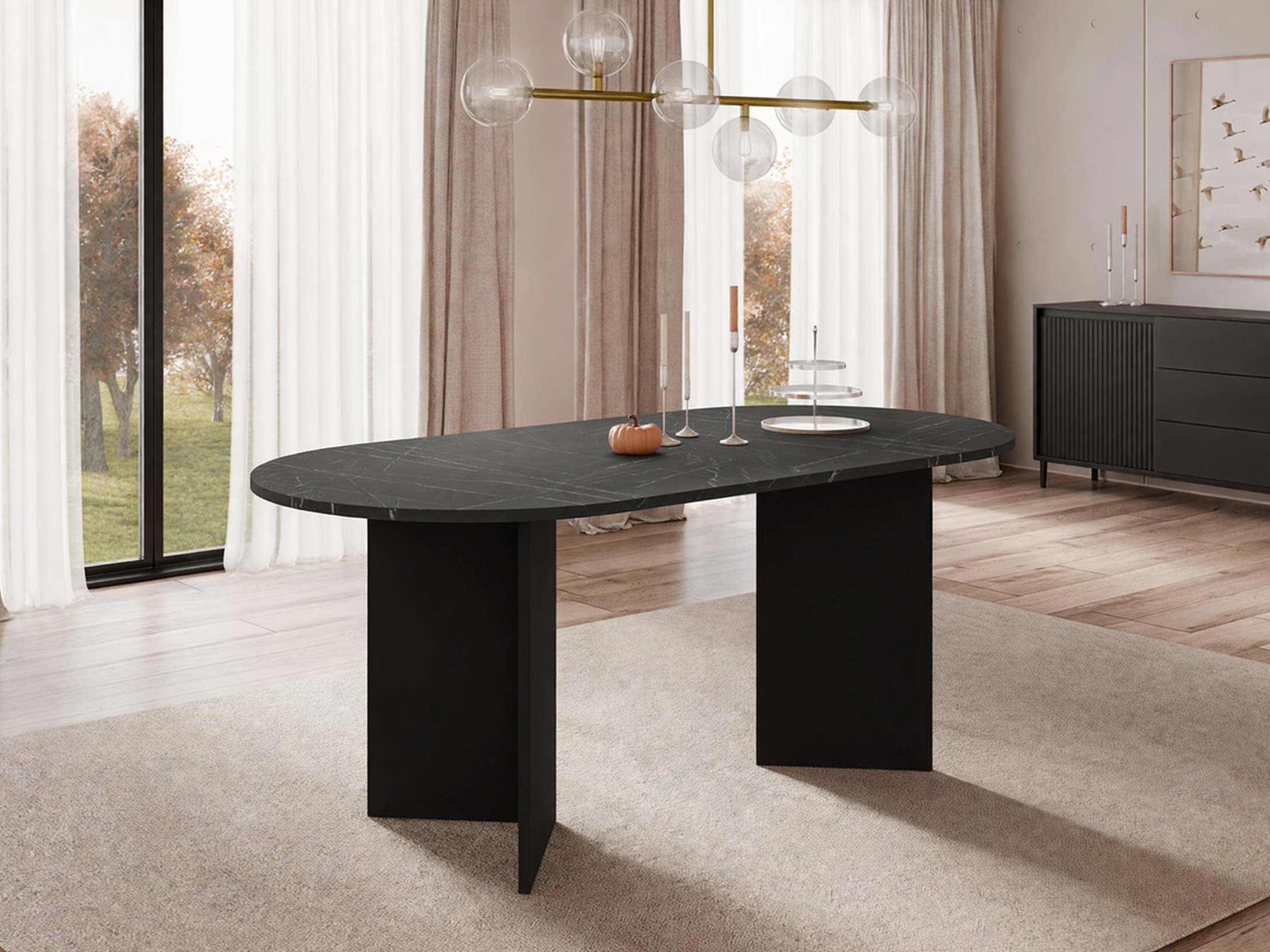Tafel Comfivo Fungus (Zwart marmer + Zwart)