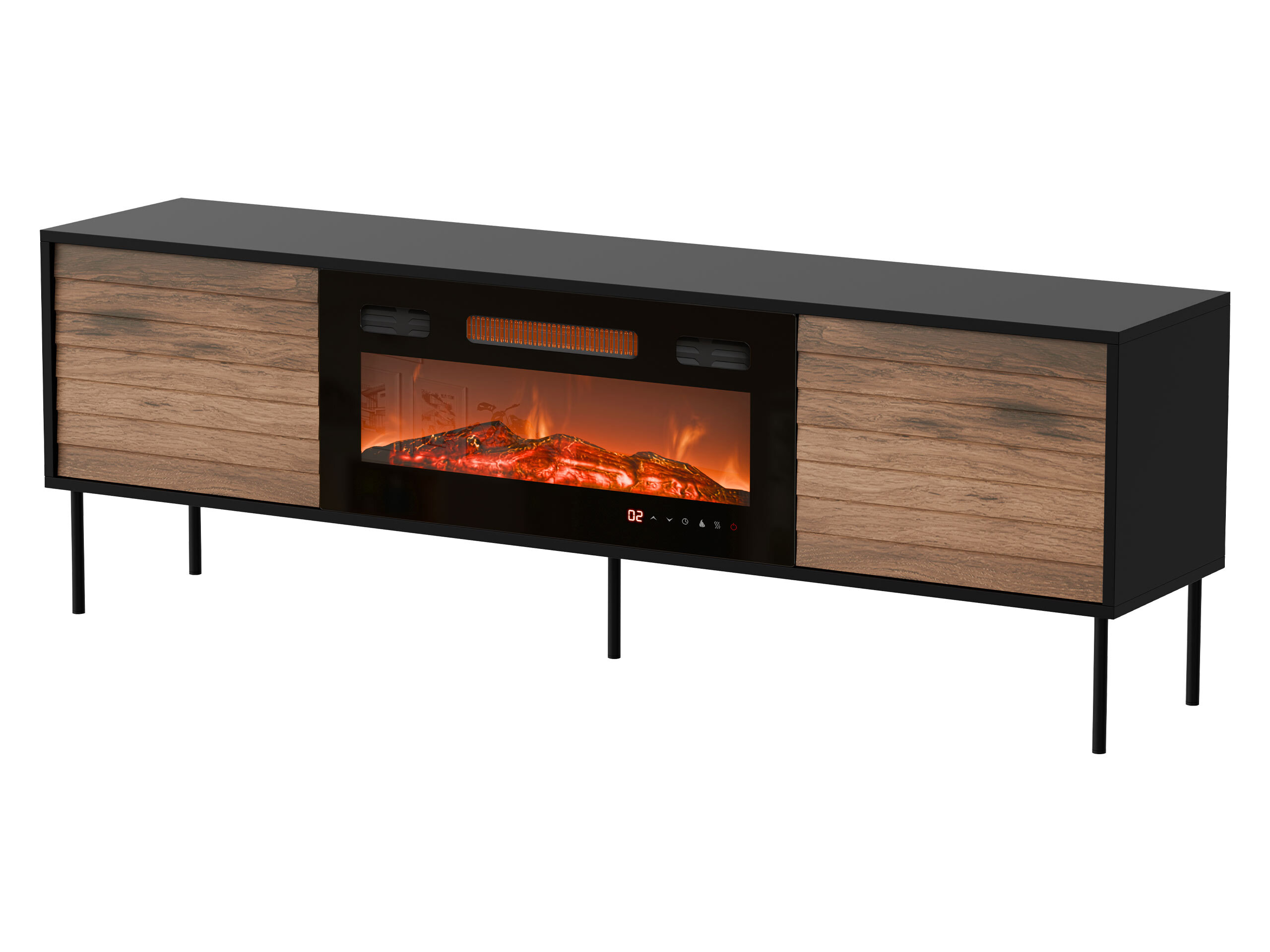 TV-meubel Flosoru 108 (Notenhout + Zwart)