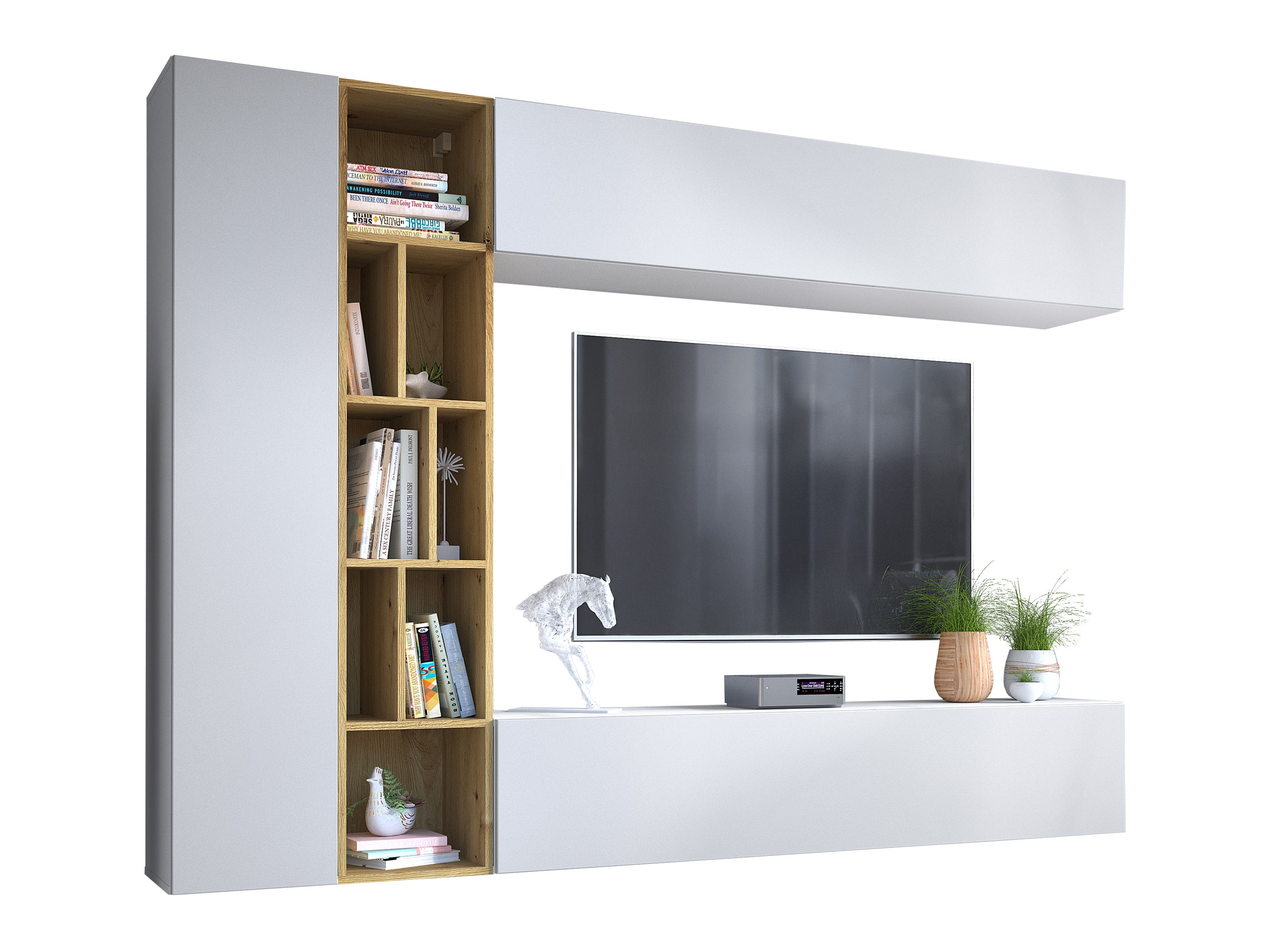 Woonkamerset Comfivo Natura (Wit + Artisan eiken)